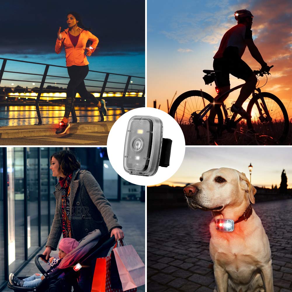 LED Safety Light, Clip On Strobe/Running Lights for Runners, Bike Tail Light with 5 Lighting Modes, High Visibility Accessories