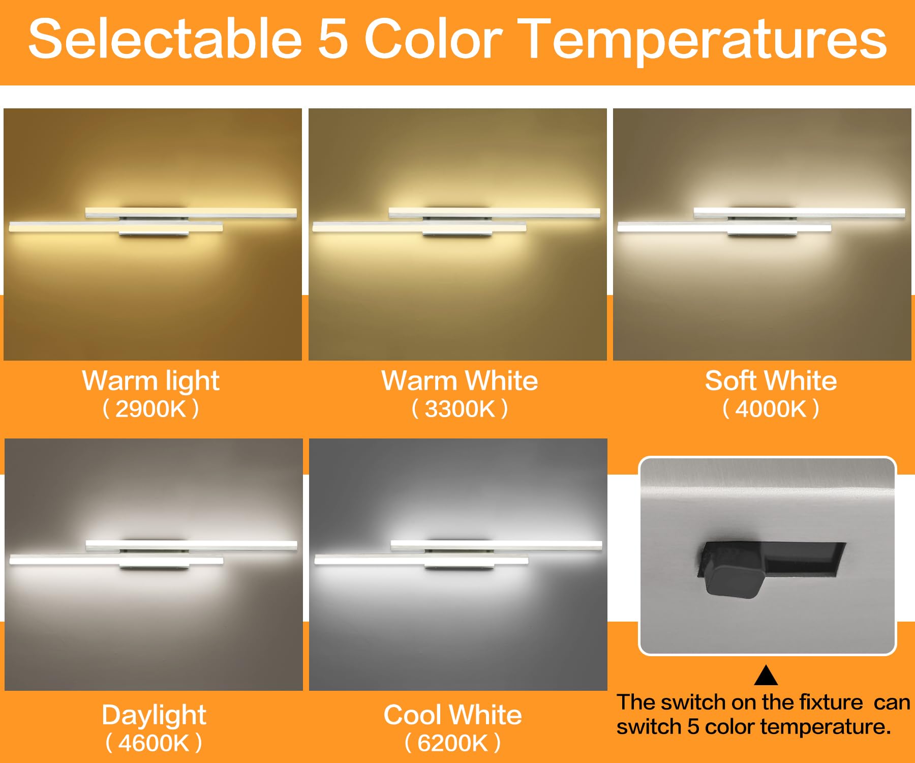 Presde 5 Color Changeable Bathroom Vanity Light 48Inch Modern Led Brushed Nickel Bathroom Light Fixtures Over Mirror Bath Wall L