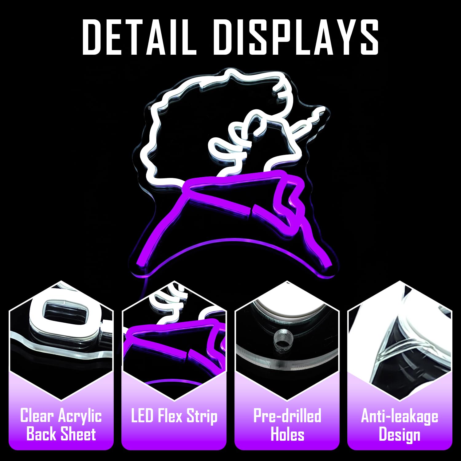 Ajoyferris Anime Cowboy Neon Sign - LED Wall Decor for Bedroom, Gamer Room, 2.1" Acrylic, White/Purple, Model: CowBoy