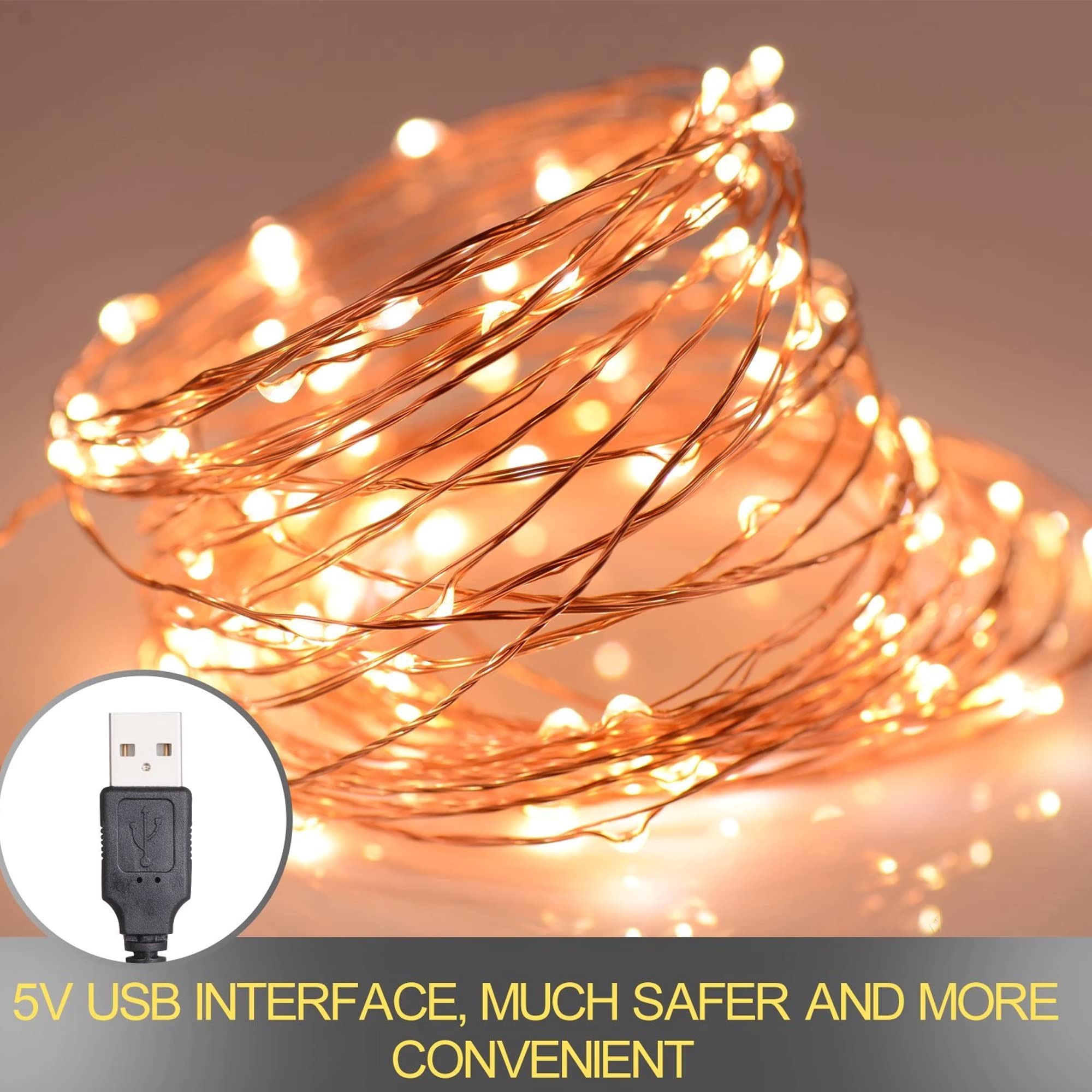 THEMISTO Decoration Series/Serial Light and String Light | USB Powered Copper String LED Light | for Diwali, Christmas, Indoor,