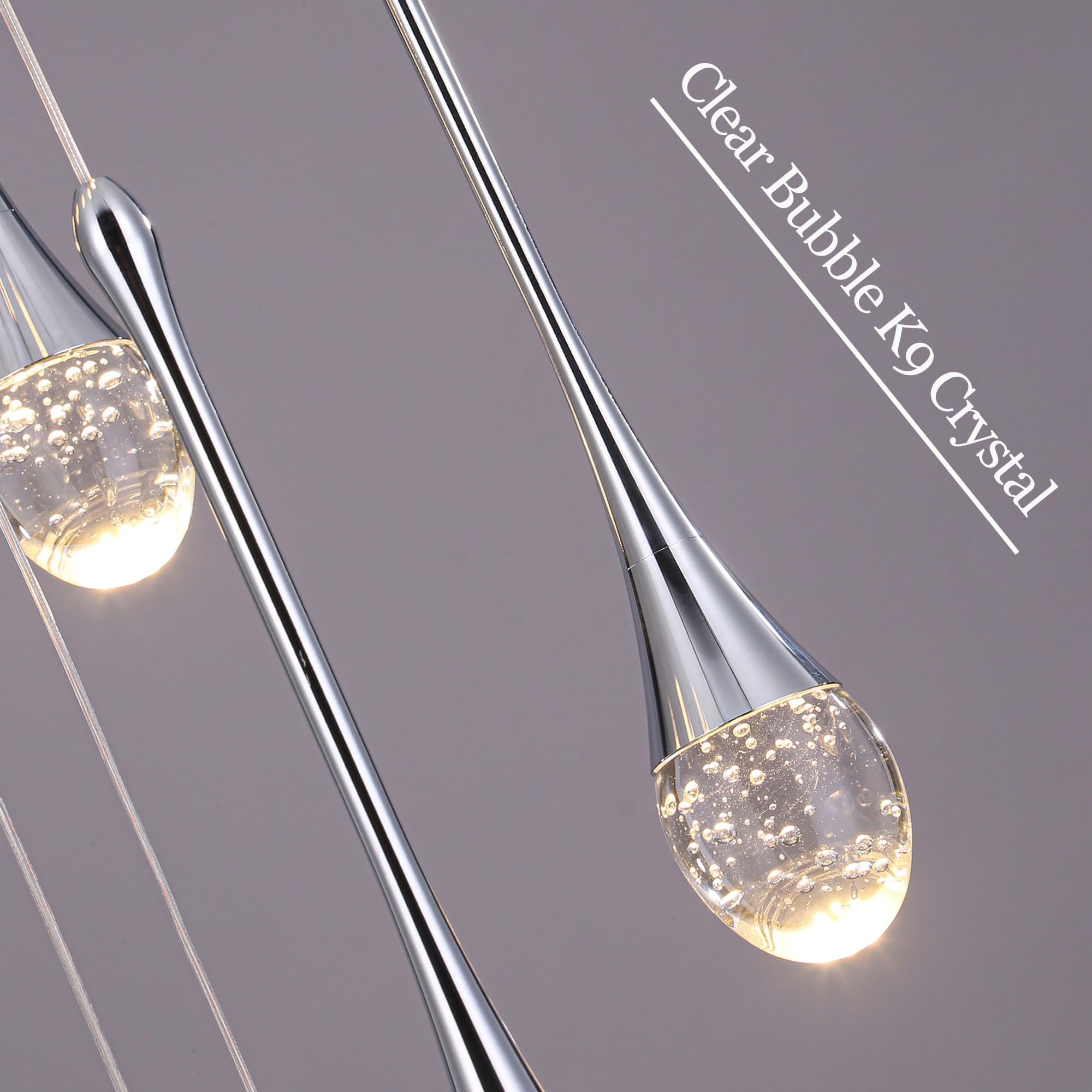 Upfelw Modern Crystal Chandelier 10 Lights Dimmable LED Chrome High Ceiling Fixture Model UCC-S10-0436