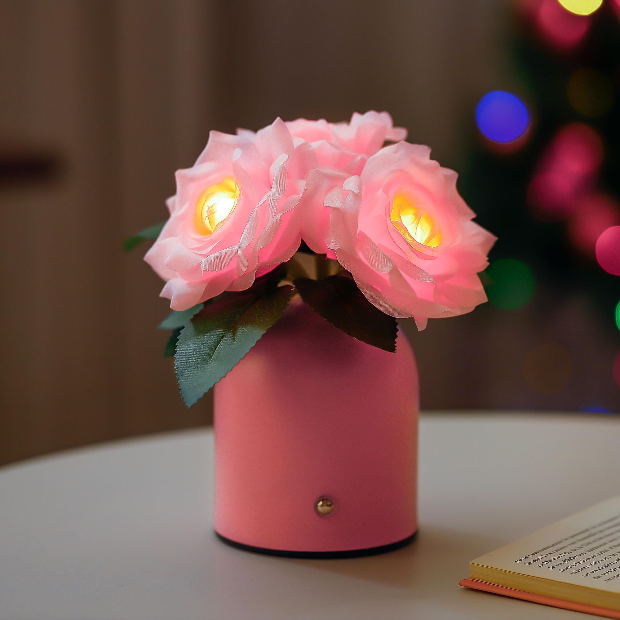 Pink Rose LED Lamp for Womens Gifts, for Womens Wife Girlfriend Daughter Friends Her Mothers Day Valentines Anniversary Birthday