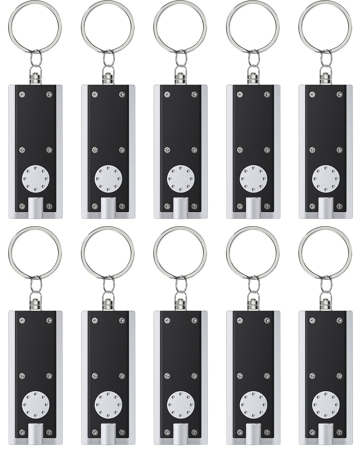 Uniclife 10 Pack Mini Led Keychain Flashlight - 12 Lumen Ultra Bright Black Torch For Edc