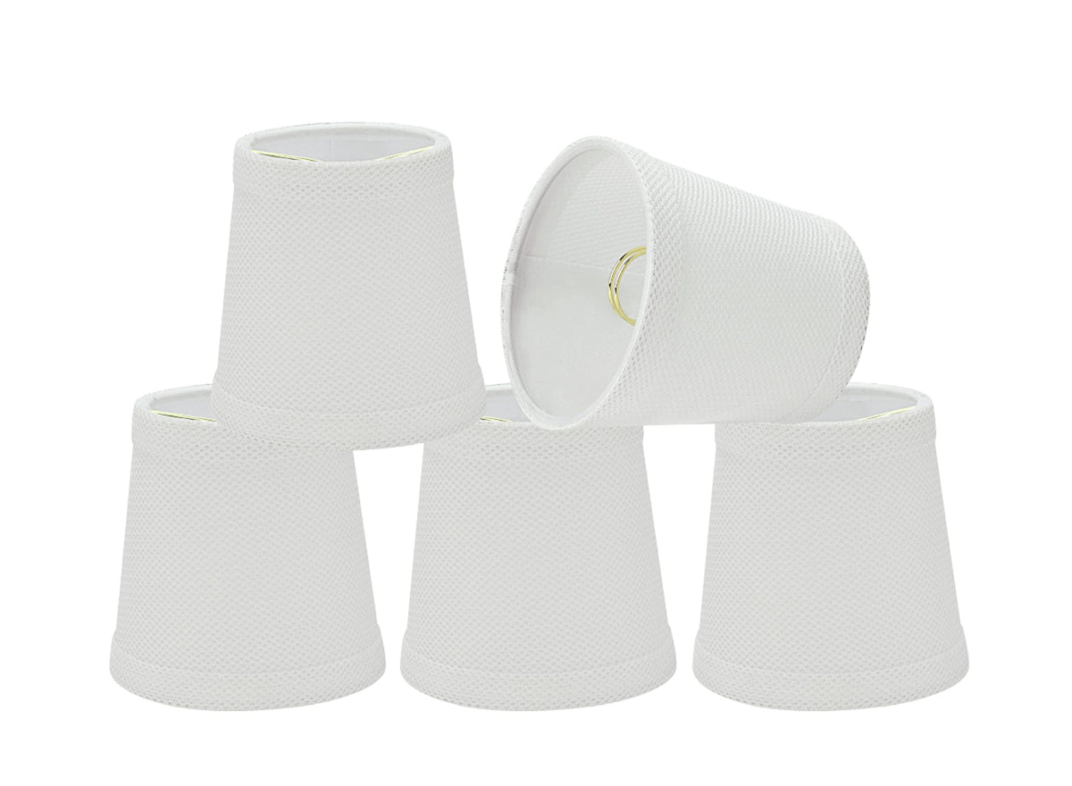 Aspen Creative 32718-5A, Empire Clip-On Chandelier Lamp Shade, White, 3&quot; Top x 4&quot; Bottom x 4&quot; Slant Height, Set of 5