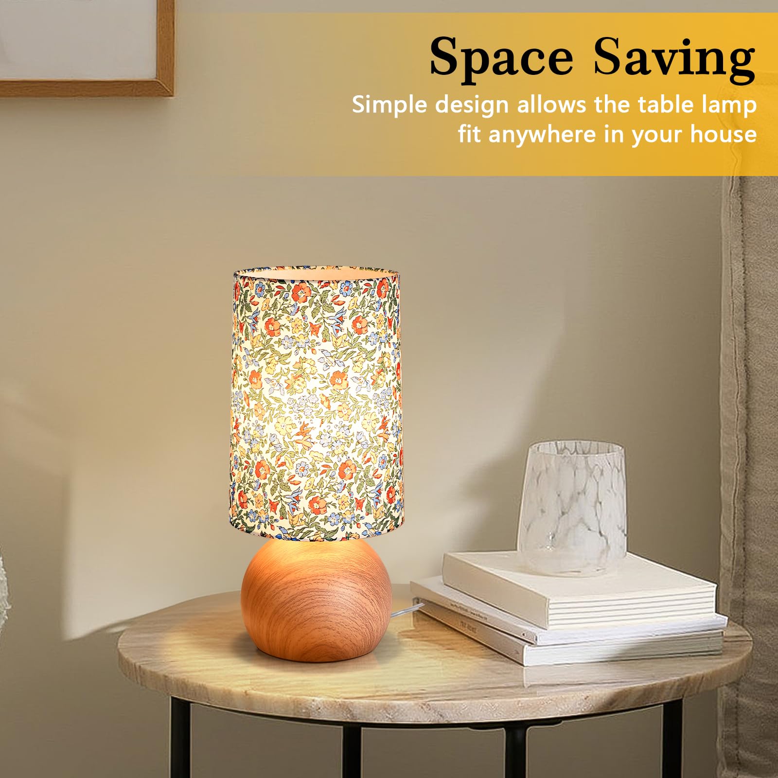 Flowers Small Table Lamp, Boho Floral Table Lamp For Bedroom Table Lamp Small Bedside Table Lamp, Farmhouse Bed Side Table Lamp
