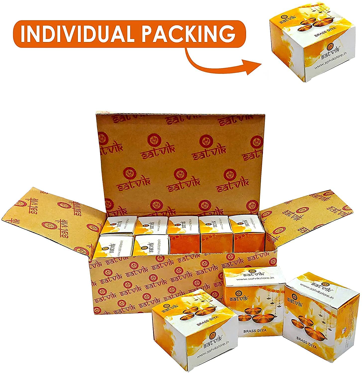 Satvik 8 Pc Handmade Pure Virgin Brass Kuber Diya for Pooja Diwali Decoration Oil lamp Kutthu vilakku nilakku Deepak Deepam for