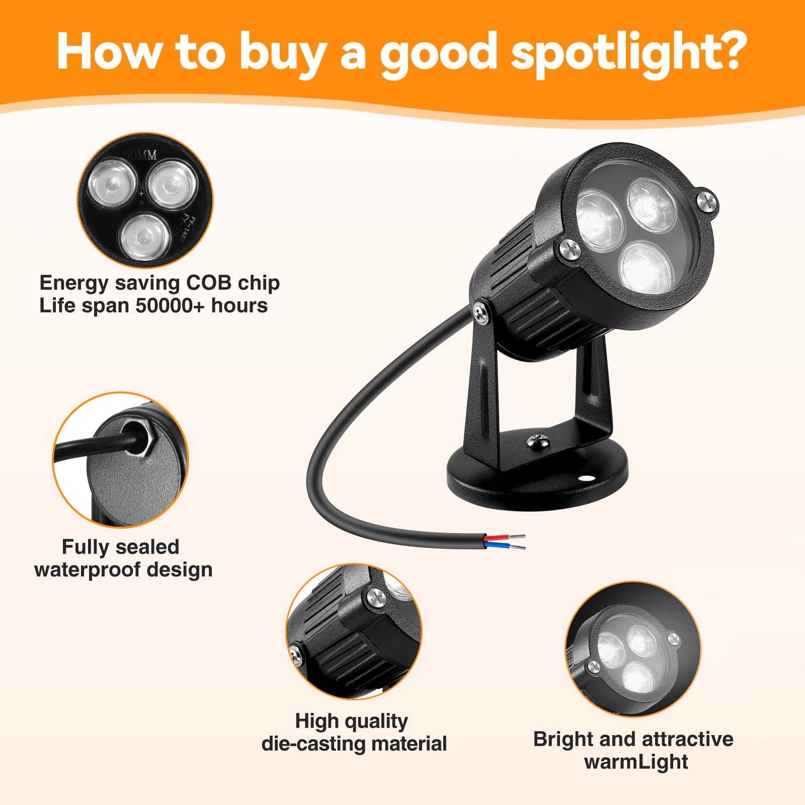 Lemonbest Landscape Lights - Low Voltage Outdoor Landscape Spotlight - Waterproof Led Landscape Lights For Yard Garden Patio Dri