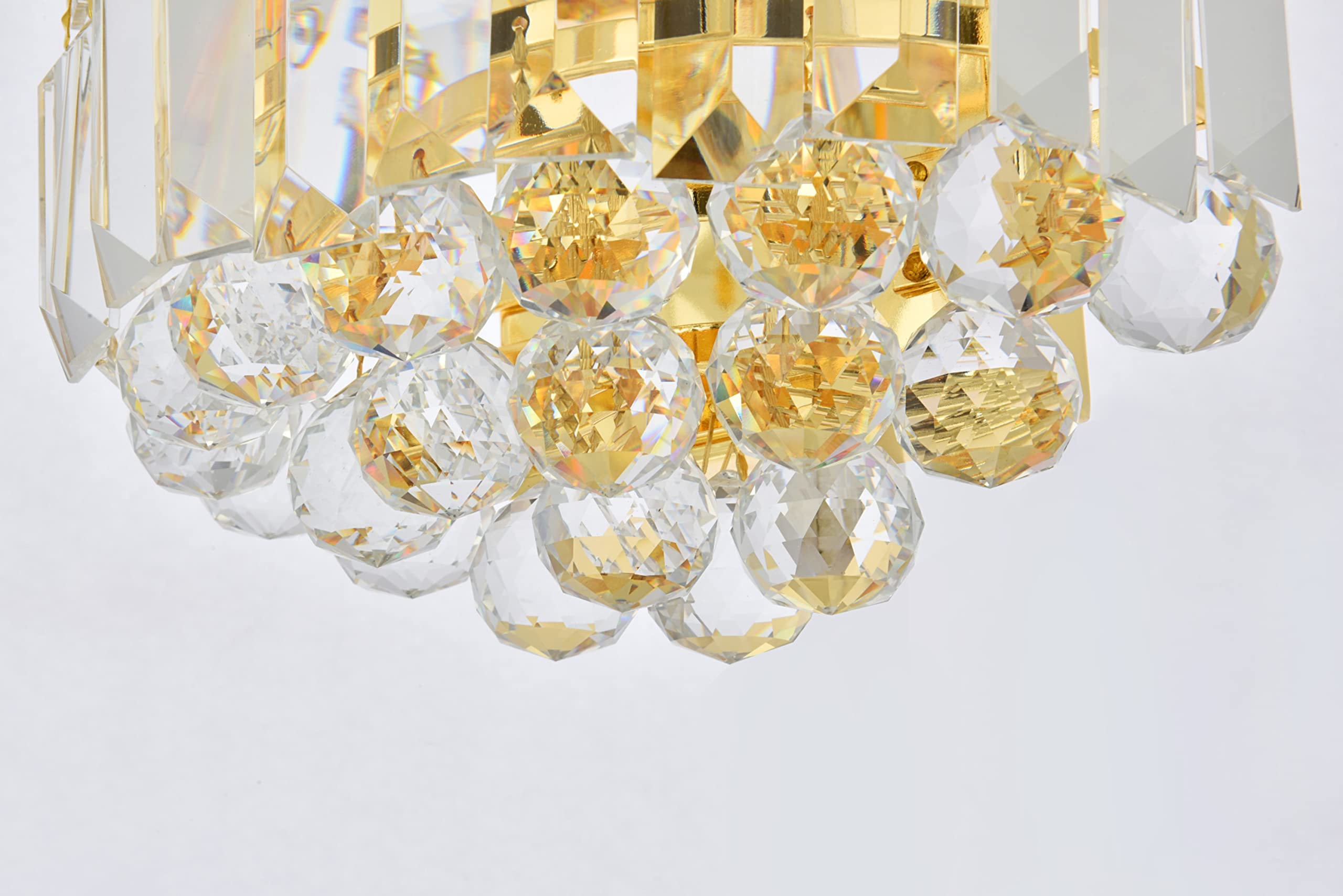 Elegant Lighting Corona Gold Two-Light Wall Sconce With Royal Cut Crystal