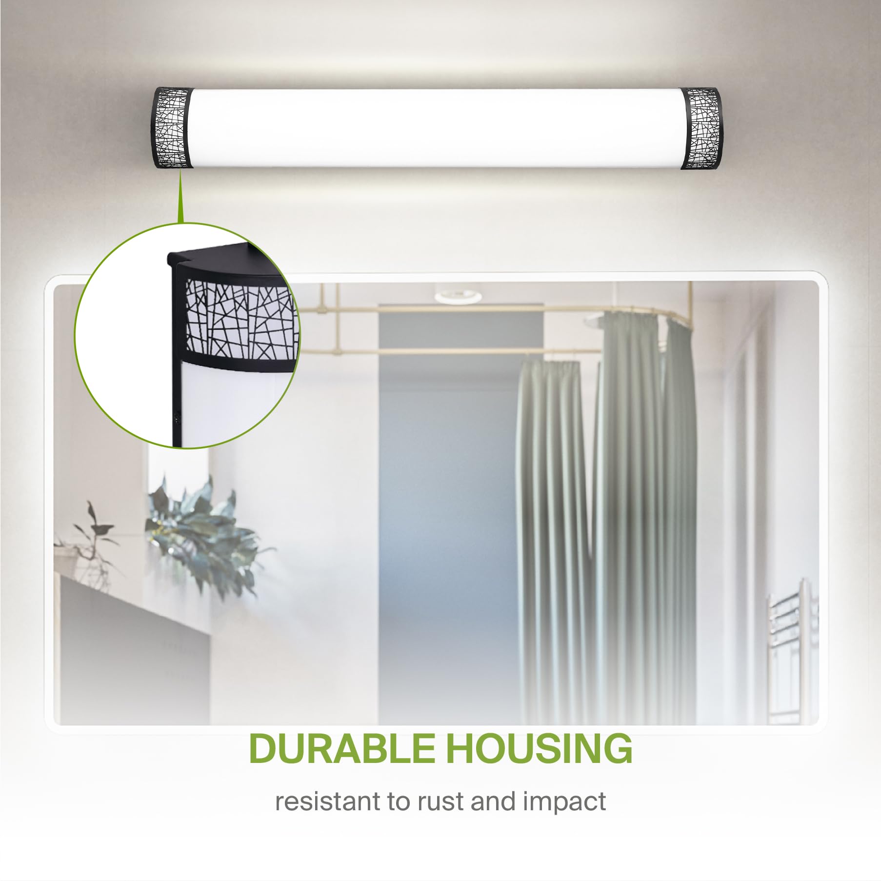 ASD 36 Inch LED Bathroom Vanity Light - Dimmable 30W 2700K-5000K, Matte Black, Alloy Steel, Model A-LVF-LF-36D30