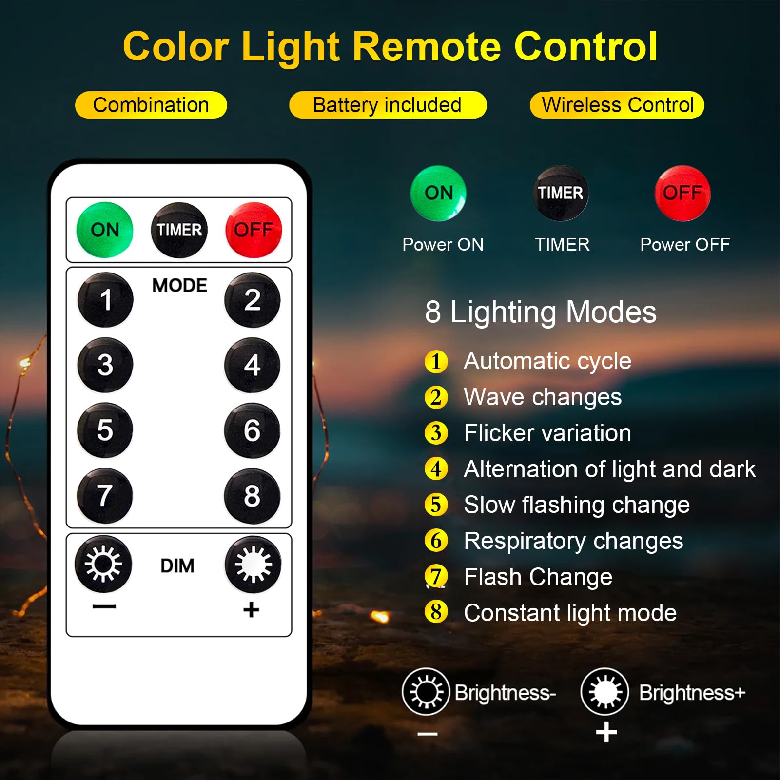 FWYWNL USB Fairy Light, Colorful 16ft 50 LED String Lights, Remote Control, Waterproof, 1 Pac