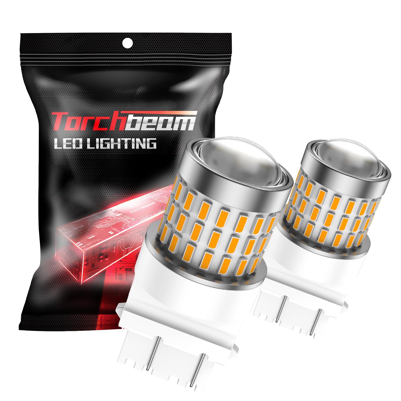 Torchbeam 3157 Led Bulbs, Led Turn Signal Lights Bulbs, Yellow Amber 300% Brighter 3156 3056 4057 4157 Led Bulb With Projector For Parking Side Marker Brake Blinker Lights, Pack Of 2