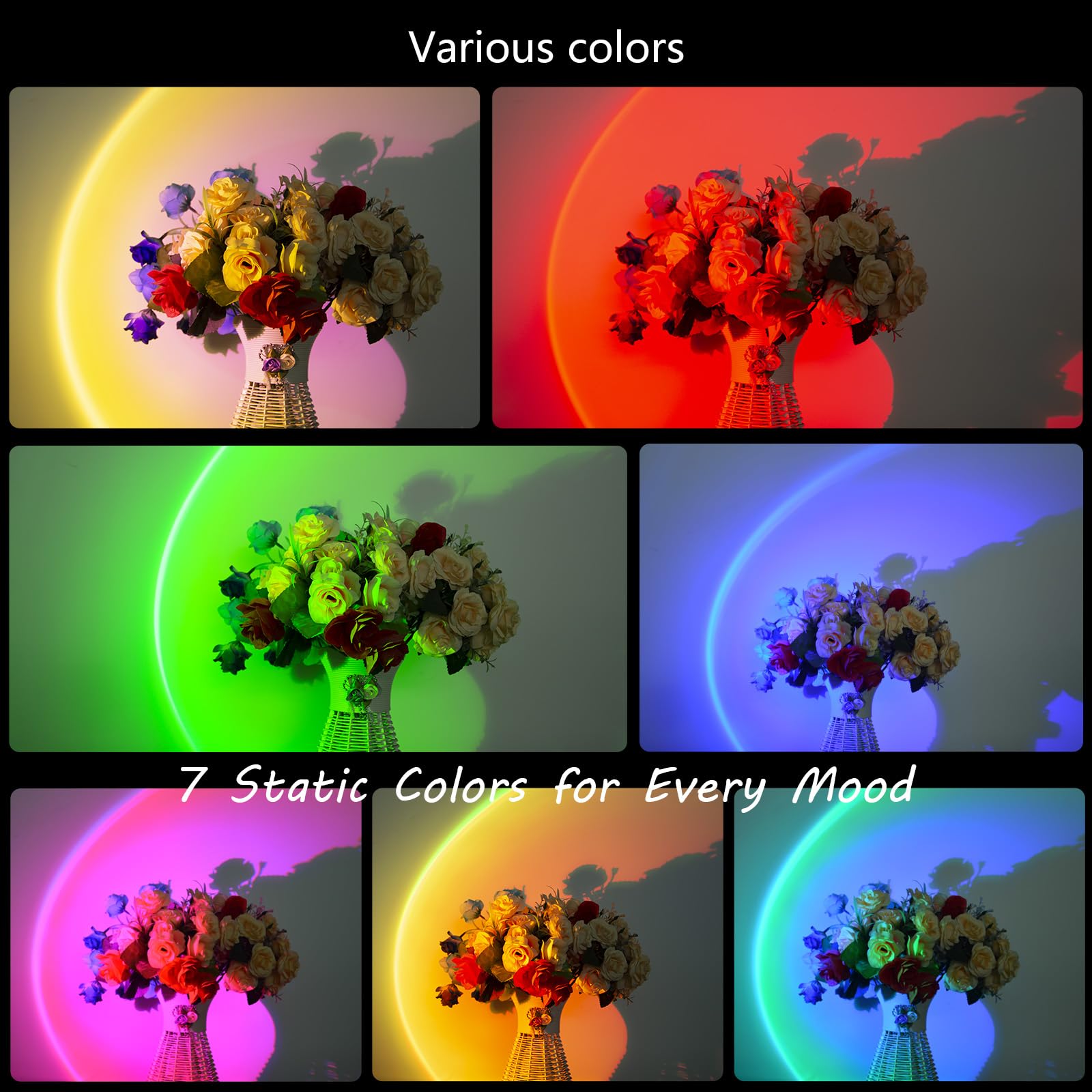 Easeking Led Sunset Lamp Projector Multicolor Changing With Usb Port Sunset Light 180?Otation For Room Decor Sunset Lamp For Bedroom Photography Party Tiktok Live Gift For Halloween  Christmas