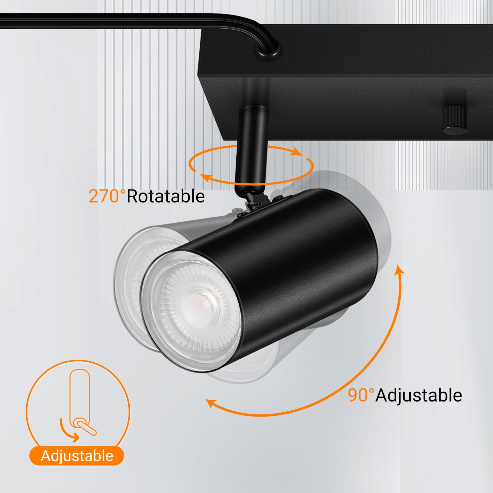 Auquee 4 Light Track Lighting Kit,Black 4 Way Led Plug In Ceiling Spotlight,Industrial Gu10 Wall Light For Kitchen Cabinet Galle