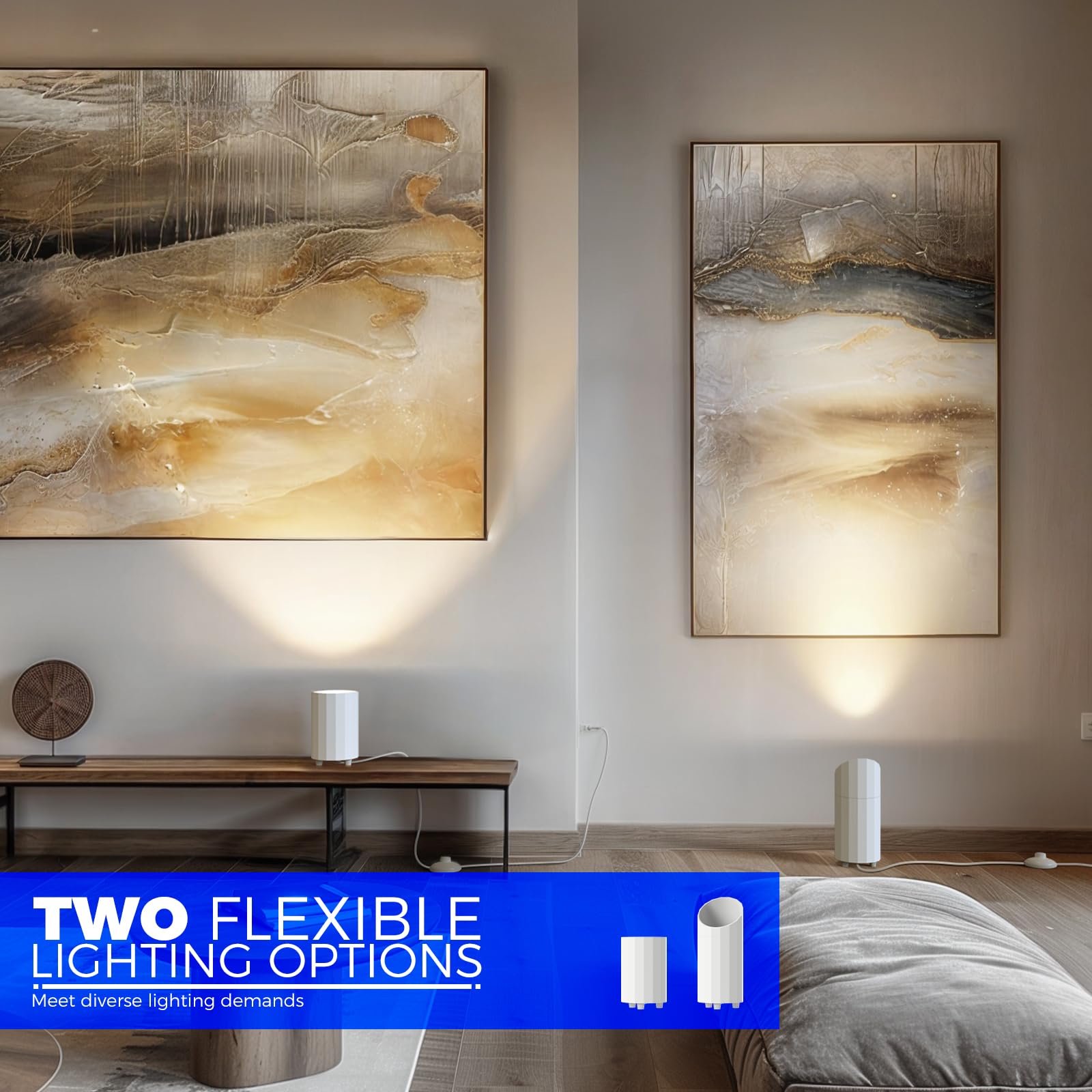 Barrina Up Lights Indoor Spotlight, 3000K Gu10 Bulb, 2 In 1 Detachable Uplight Indoor Floor Can Light, 6.56Ft Plug Cord & Foot S