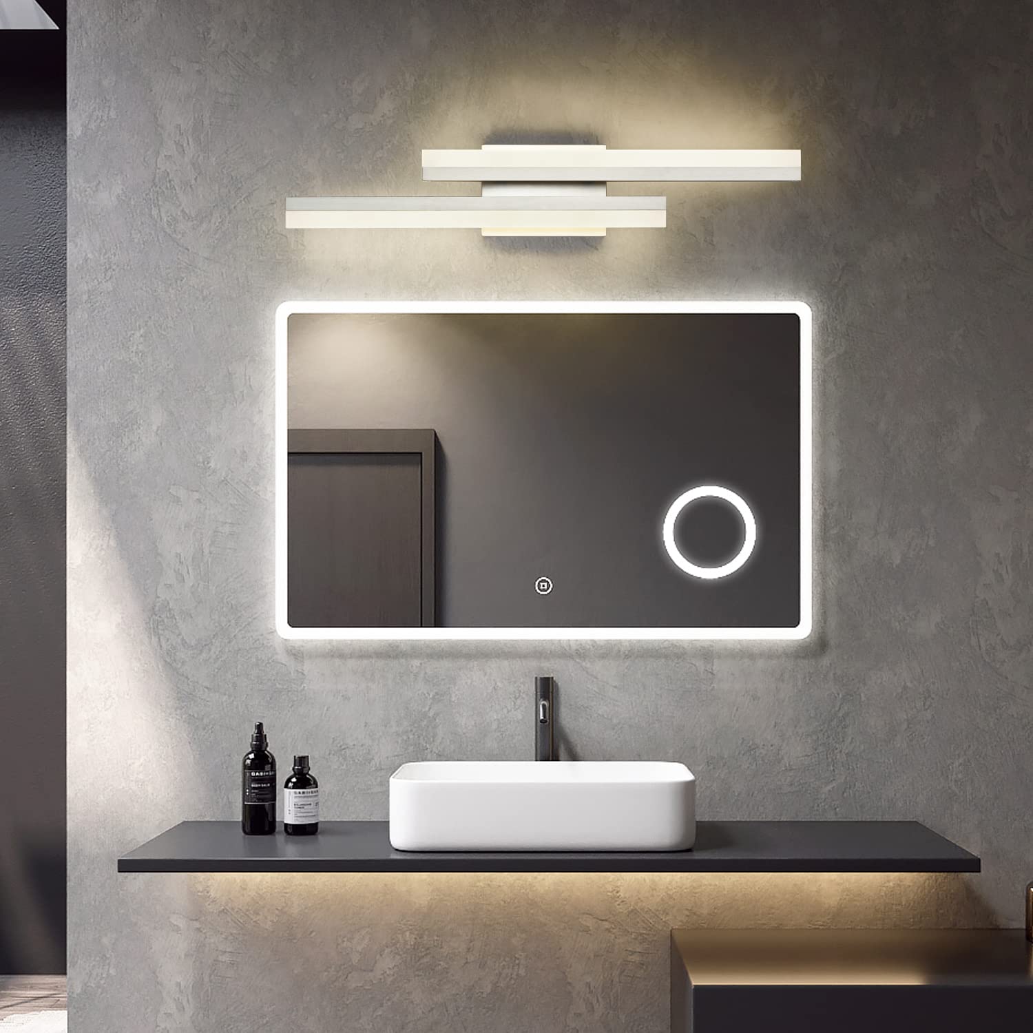 PRESDE 24in Bathroom Vanity Light - Dimmable LED, 3 Color Temperatures, Brushed Nickel, Modern Wall Fixtures