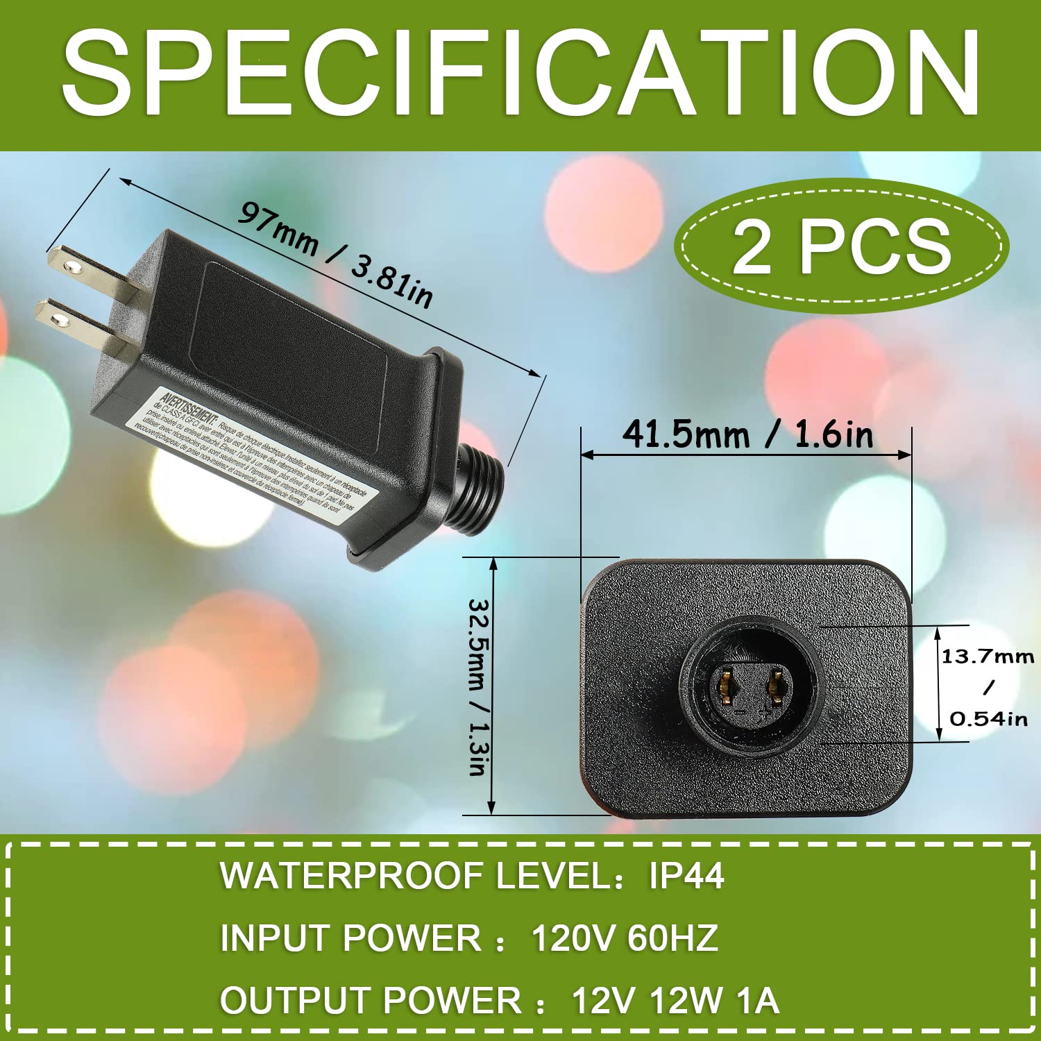 SIGANDG 12V 12W LED Transformer Power Supply for Christmas Lights, IP44 Waterproof, Low Voltage, Black