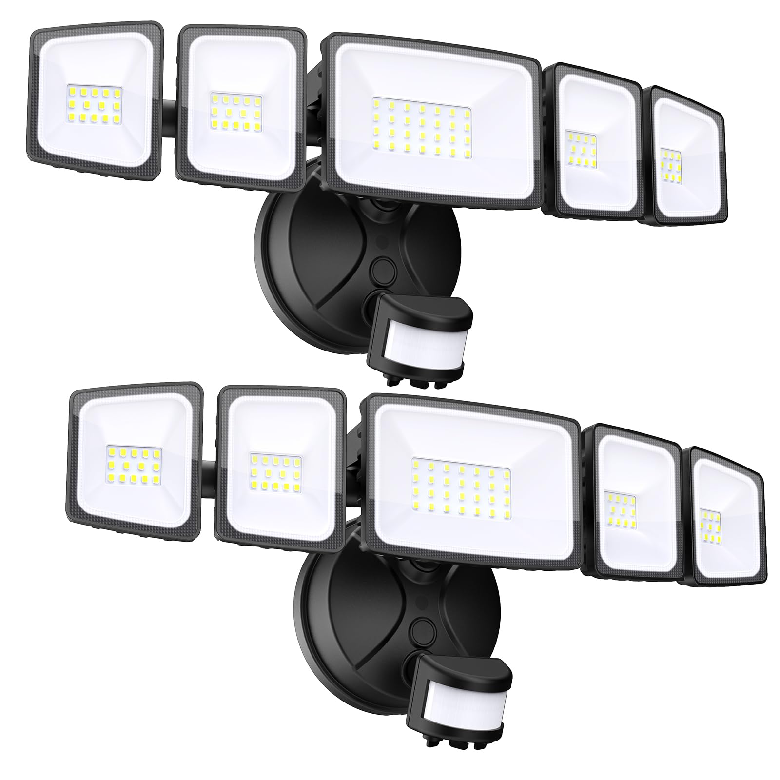 Onforu 5 Heads 55W LED Security Lights Motion Sensor Outdoor, 360 Wide Angle Wide Illumination, 5000LM Flood Light, 6500K, IP65 