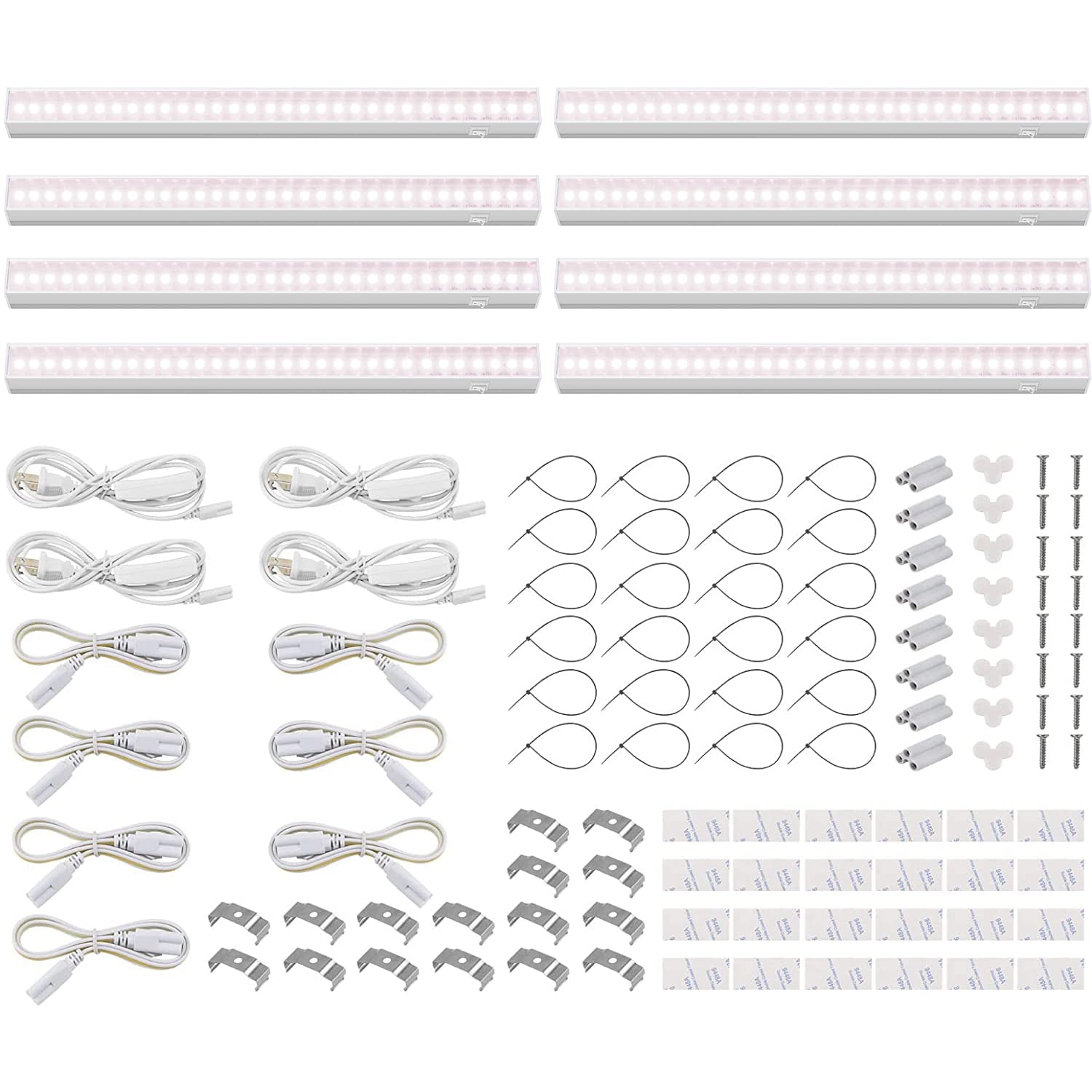 Barrina LED Grow Light Strip, Full Spectrum, 1ft, Aluminum, Pinkish White, Model INWT504009650Ec, 8-Pack