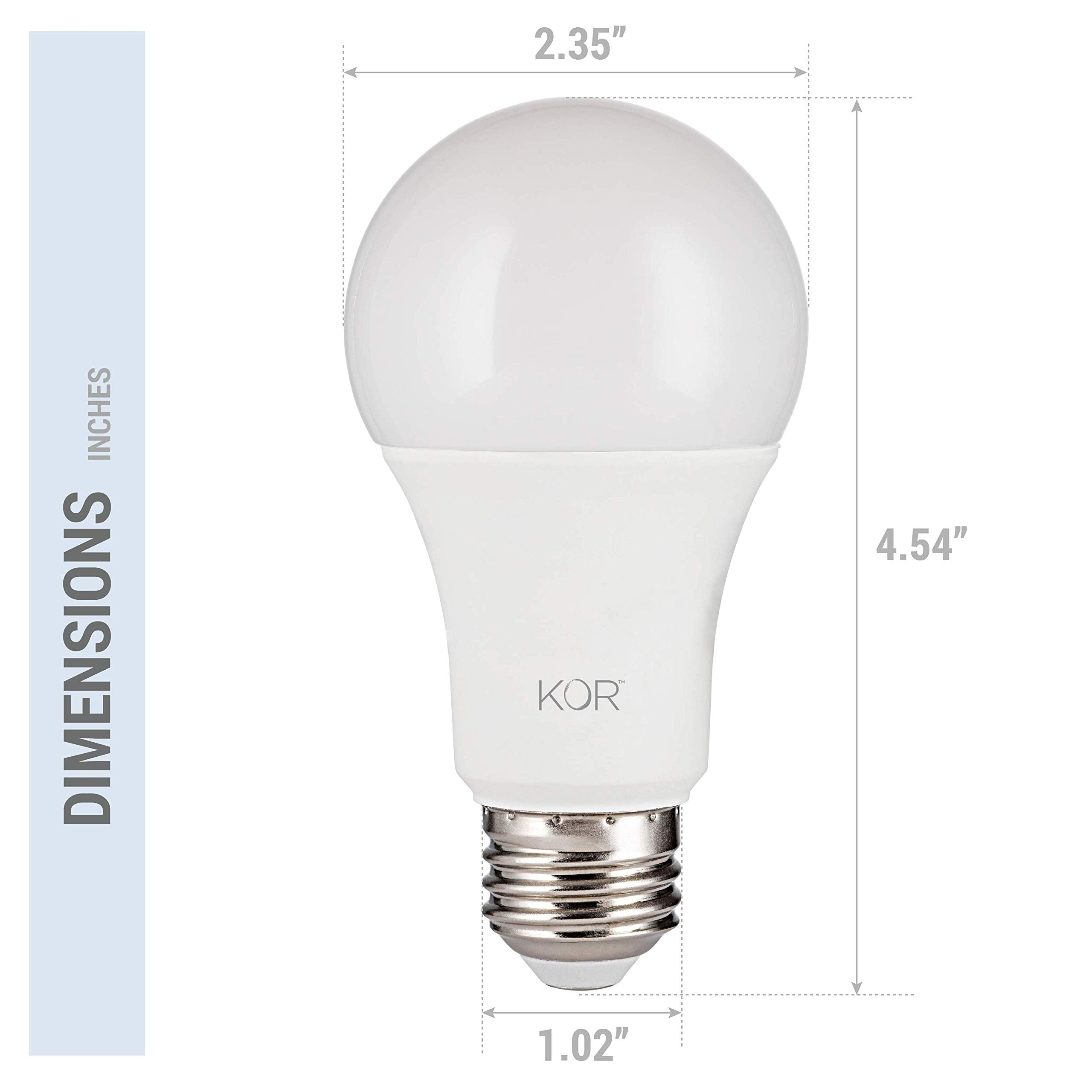 Kor 100W Equivalent Led Light Bulbs, 15W 1500 Lumens Daylight White 5000K Non-Dimmable, A19 E26 Standard Base, 10000 Hour Lifeti