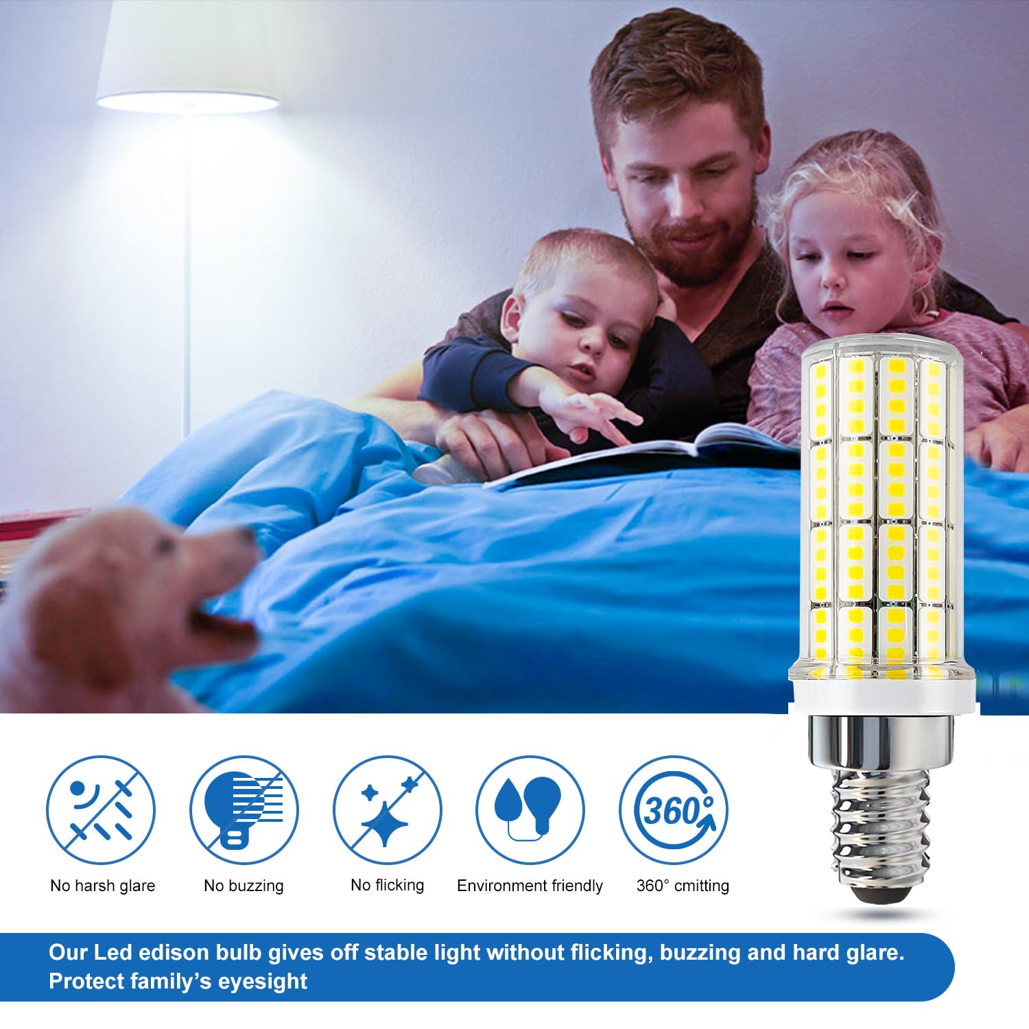 RIUVAO E12 LED Bulb 200W Equivalent 5000K Daylight White 2500lm Candelabra Light Bulbs - 4 Pack, ABS, Yellow