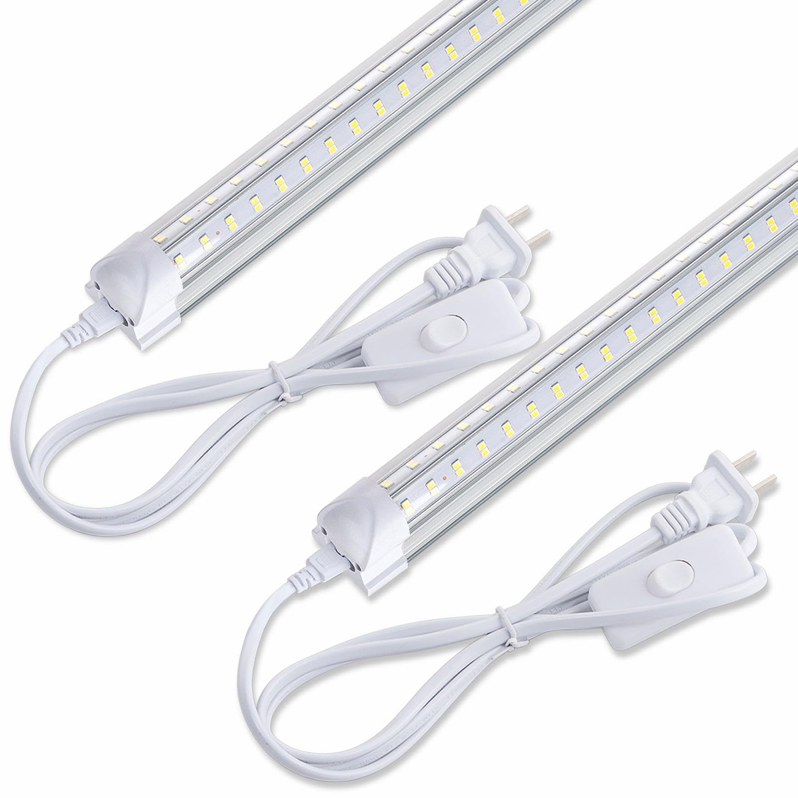 SUERCAI.YO 2FT LED Shop Light, 25W 3100lm Super Bright 6500K, Clear Cover, V-Shape, Linkable T8 LED Fixture and Under Cabinet Li
