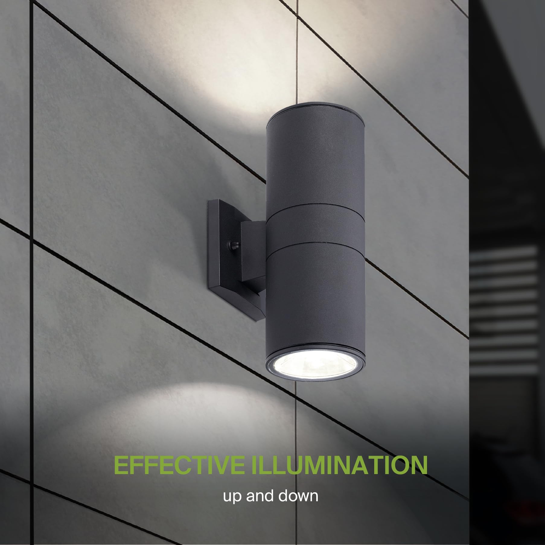 ASD 2 Light Outdoor Wall Light Fixture - Up & Down, Black, Durable Aluminum, ETL Certified, 120W E26 Socket, 2 Pack