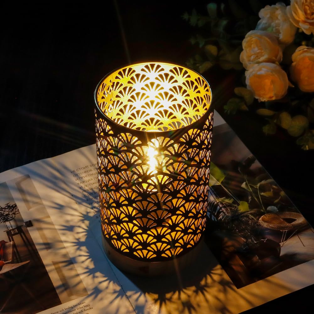 Jhy Design Metal Lamp Battery Powered 7.5''H Accent Cordless Lamp With 6-Hours Timer Battery Lamp For Weddings Party Patio Garde