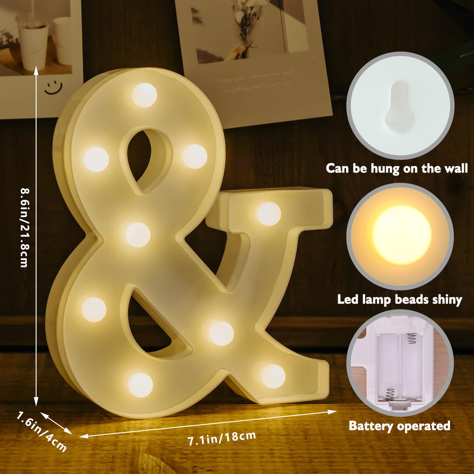 IFDGCTK LED Light Up Letters, Decorative Alphabet Marquee, Warm Light, Battery Powered, Home Decor & Party Accent