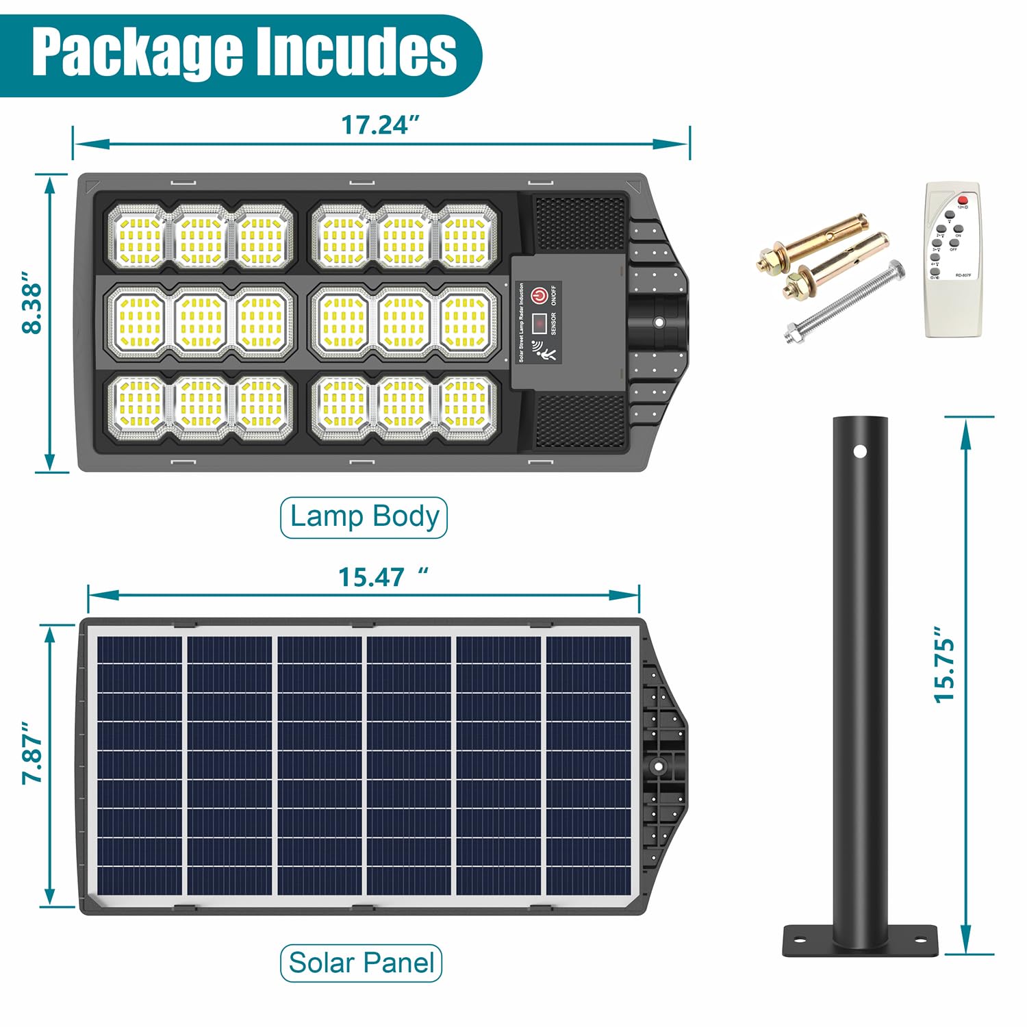 Mutois Solar Lights Outdoor, Ip66 Waterproof Dusk To Dawn Bright Solar Street Lights, Flood Lights With Motion Sensor And Remote
