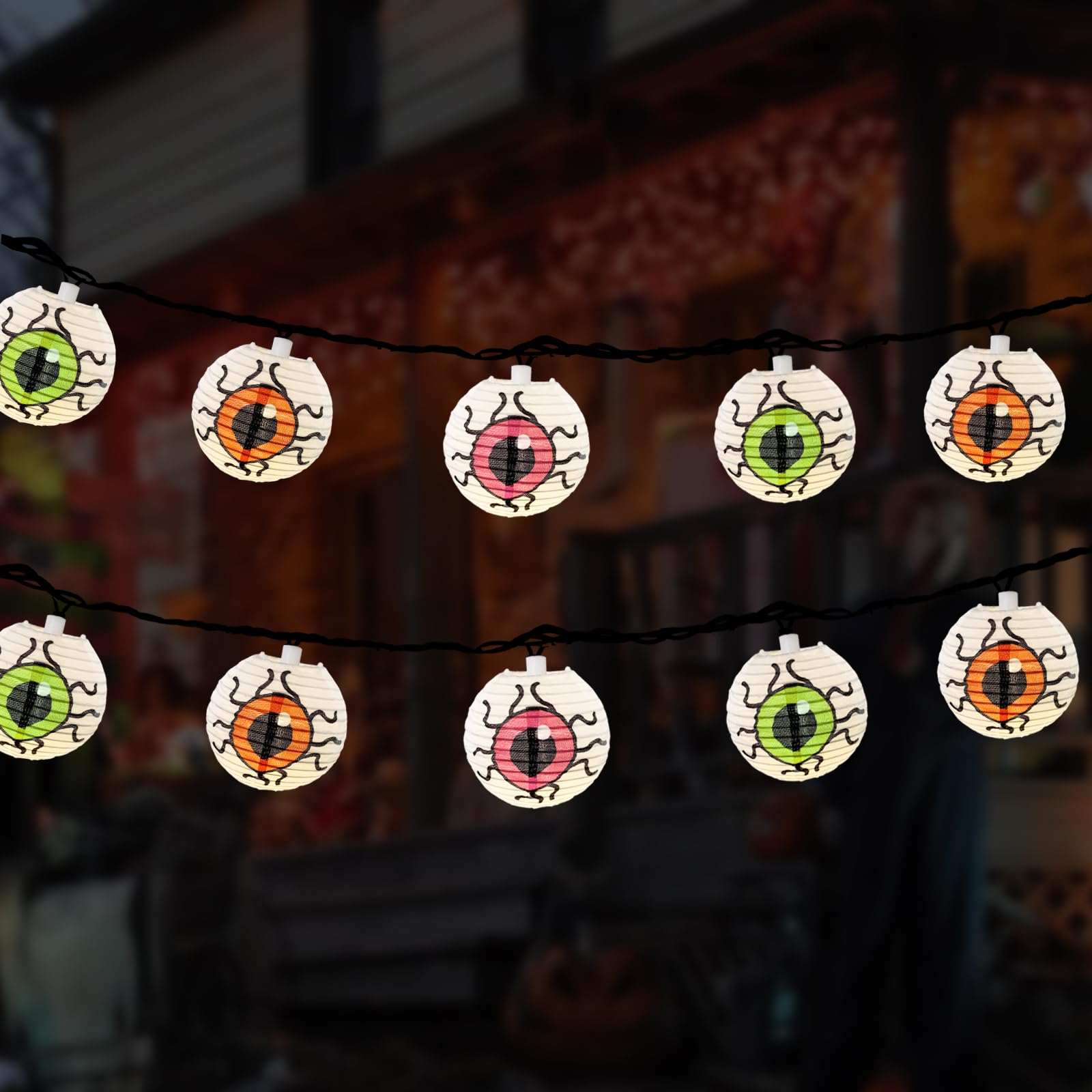 Halloween Lantern String Lights, 8.5Ft Halloween Spooky Eyeball Led String Lights With 10 Novelty Eyeball Lights, Eyeball Lantern For Halloween Hunting Party Outdoor Halloween Holiday Decor