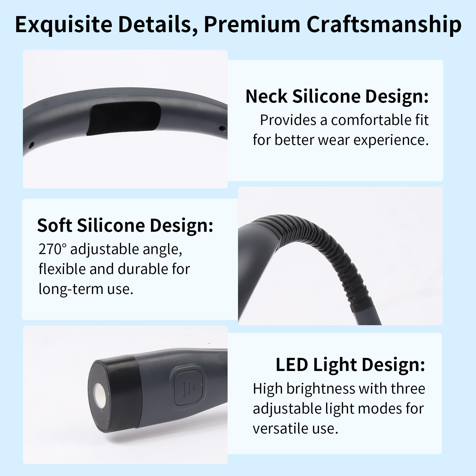 Bsdgeclogy Book Light, 3-Color & 9-Brightness Reading Light, Bendable Neck Light, 80-hr Lasting Rechargeable Lamp, Perfect Book