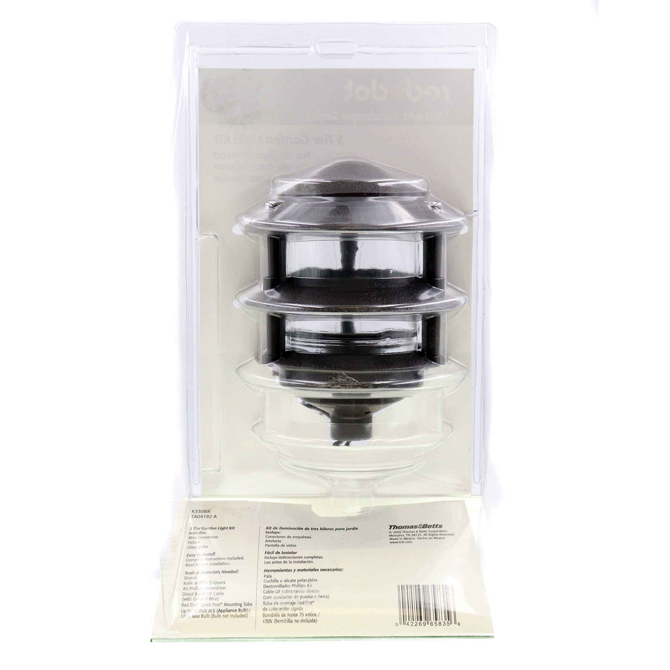 Thomas & Betts K330BR Outdoor Light, 3-Tier Pagoda Design, Glass, Bronze