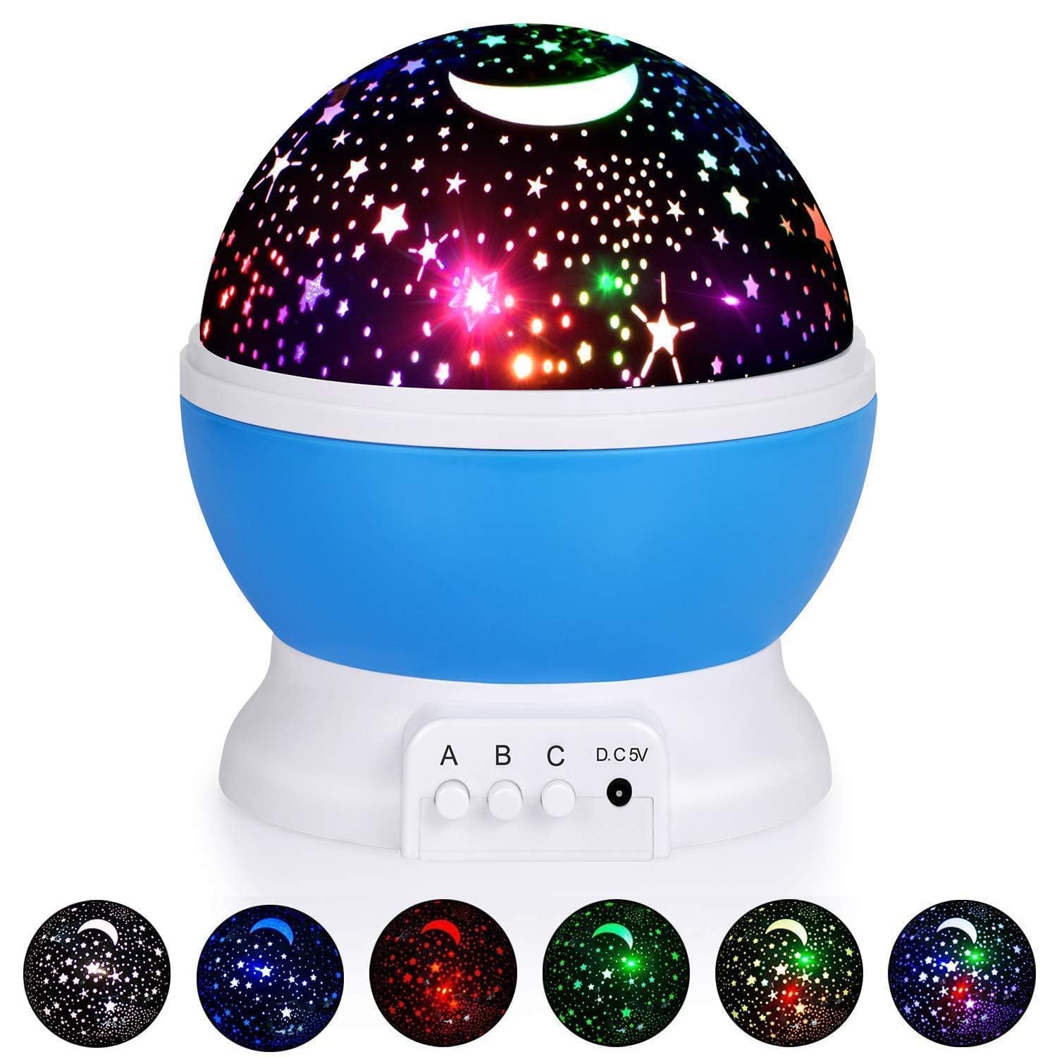 FreshDcart Star Moon Night Light Rotating LED Star Moon Night Projector lamp Light Dream Color Changing Bed Light Lamp (Multi Colour)