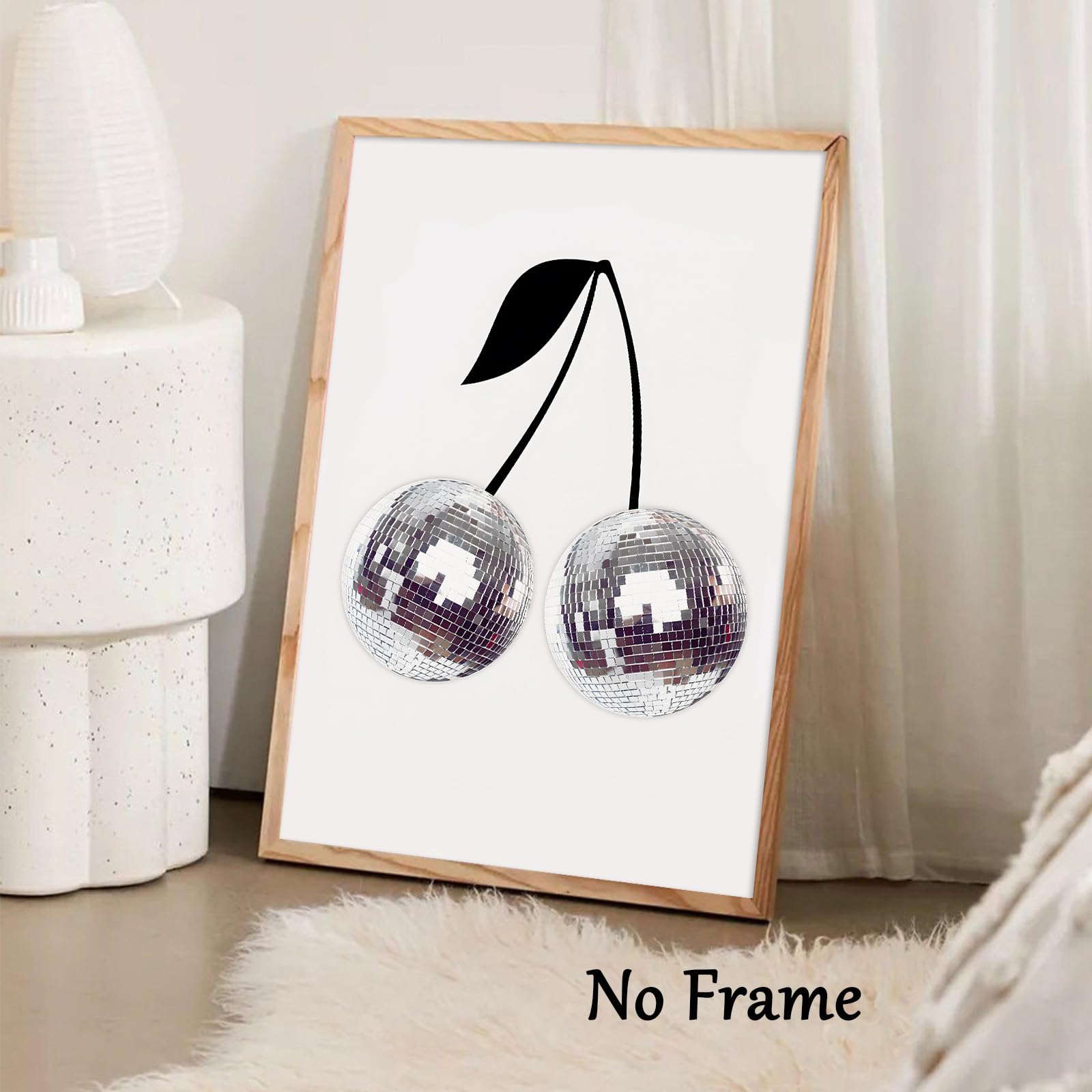 Disco Ball Painting Canvas Trendy Funky Posters Cherry Art Print Disco Party Wall Poster Disco Ball Artwork Bar Cart Decor Canva