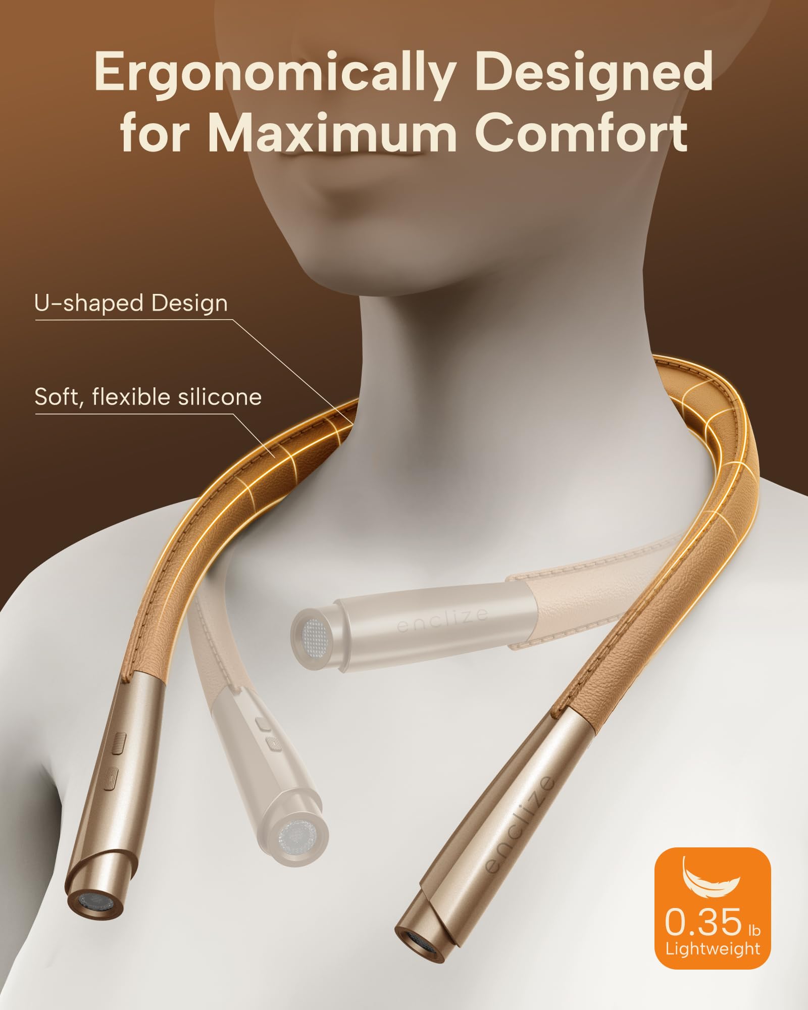 Enclize Rechargeable Led Neck Reading Light, Book Lights For Reading In Bed,Stepless Dimming Book Light, Flexible Soft Arms,Leather Like, Long Lasting. Perfect For Knitting, Crafts, And Readers