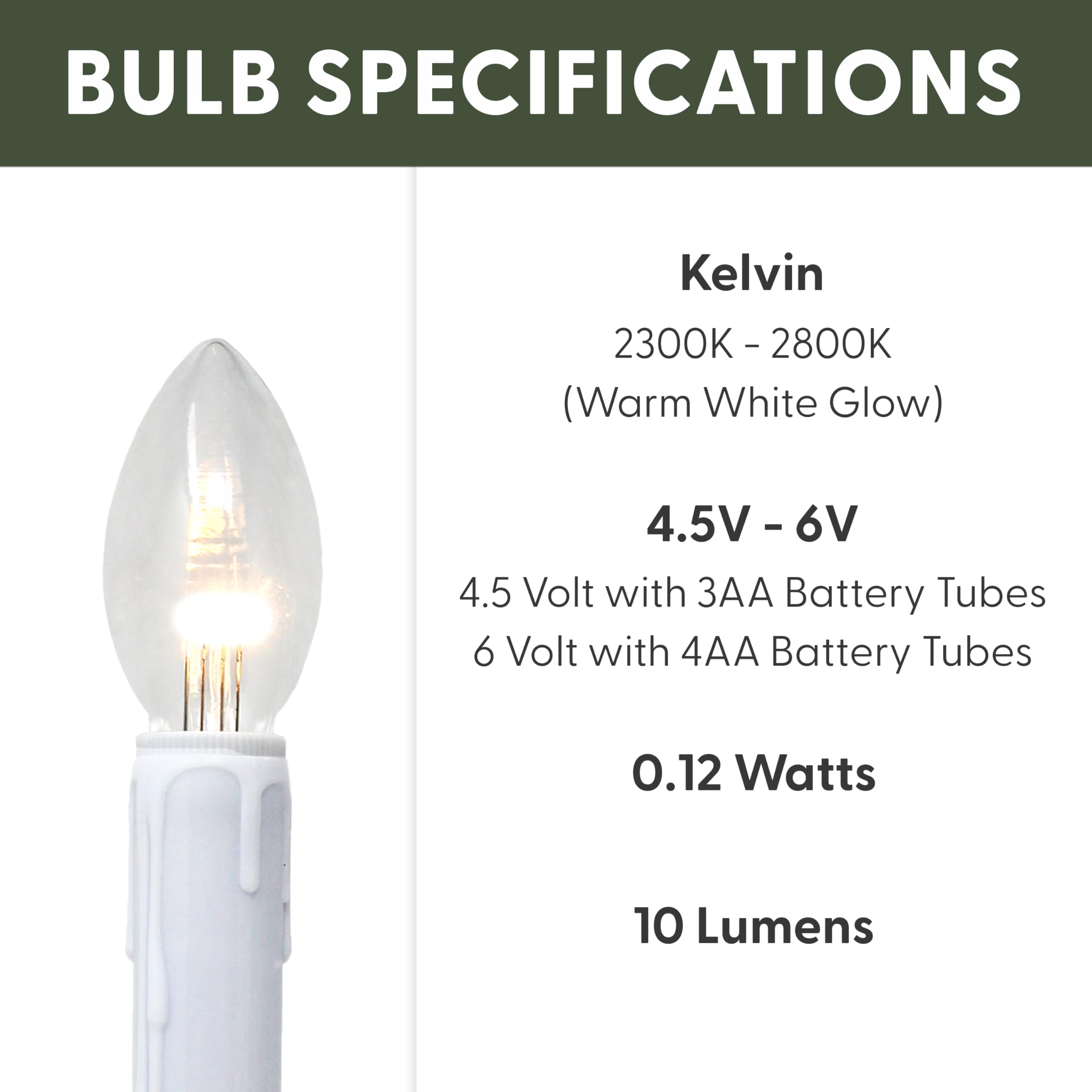 612 Vermont Ultra-Bright LED Window Candle Bulbs, Shatterproof, Model VT-9222-4R-W, Pack of 4