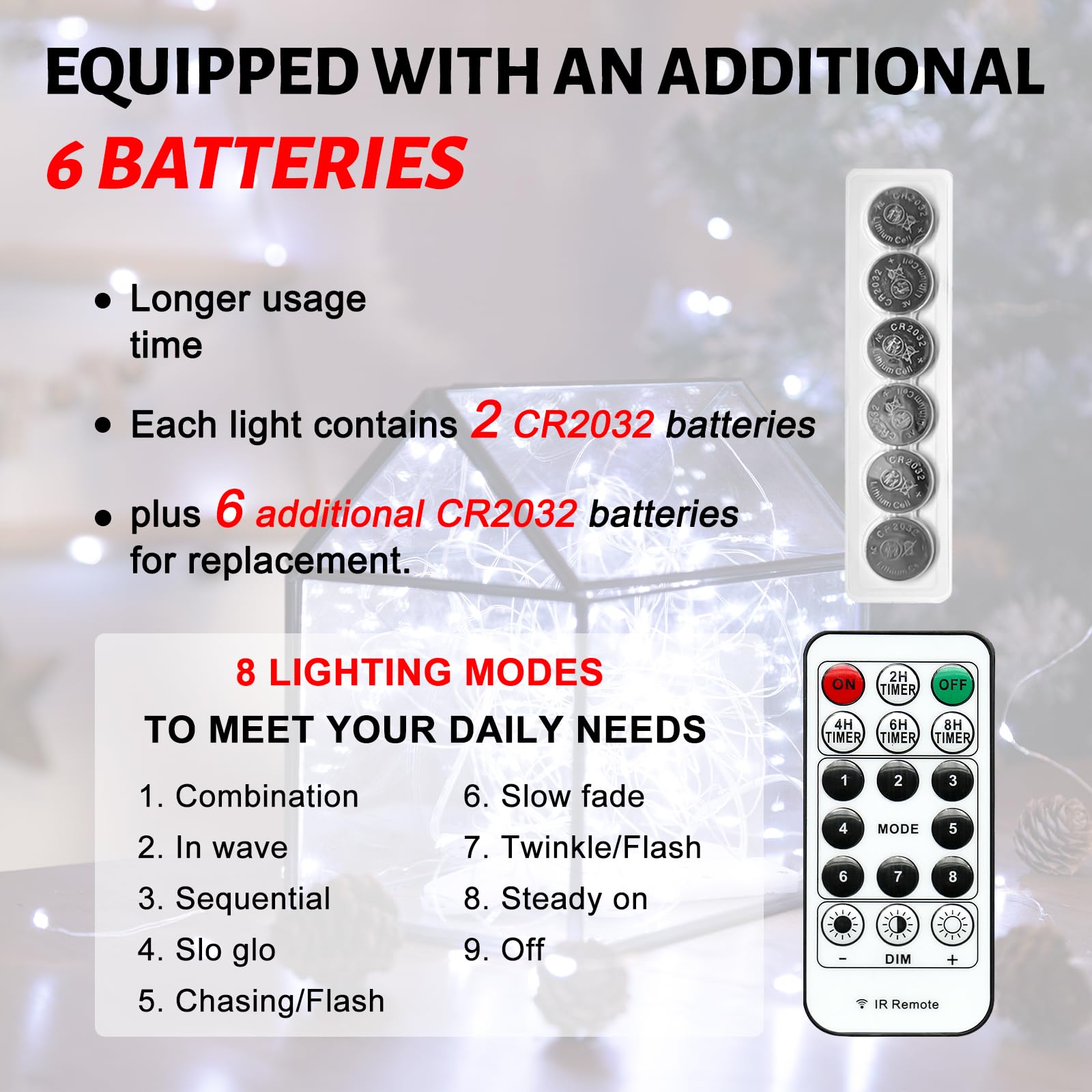 Sinamer 6Pcs White Fairy Lights Battery Powered With Timer, 7Ft 20Leds Twinkle Mini Lights With Remote,Waterproof Small Silver Wire Firefly Starry For Diy Wedding Party Christmas