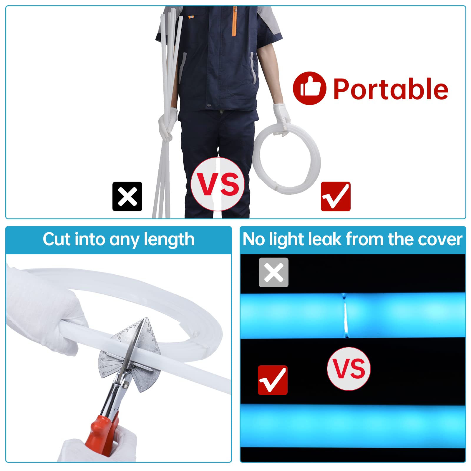 Muzata 3Pack 33Ft/10M Continuous Milky White Led Cover Tape Light Seamless Plastic For U1Sw U Shape Anti-Uv Channel Lc03 Ww (Onl