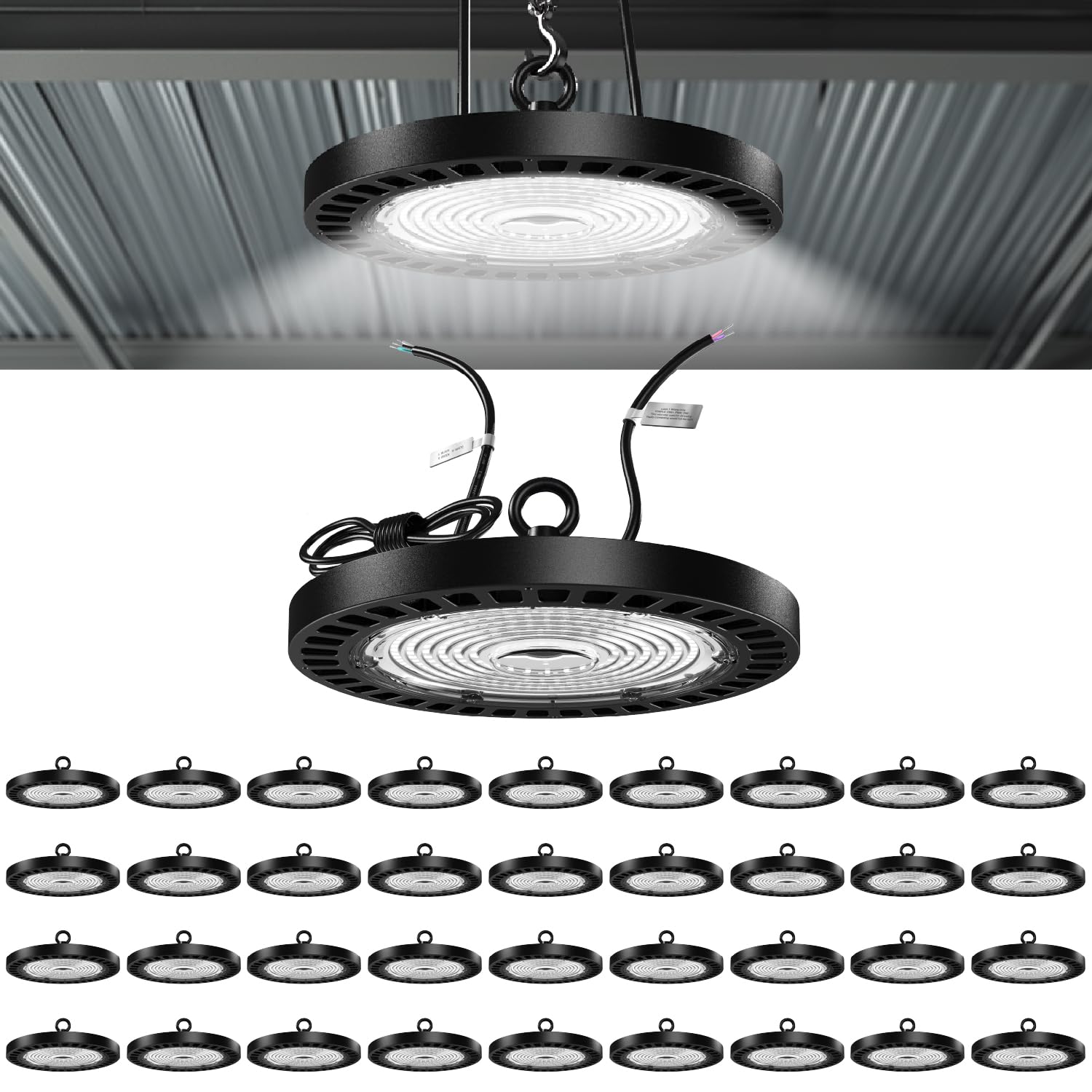 Sunco 36 Pack UFO LED High Bay Light, 150W, 21000 Lumens 6000K 100-277V Dimmable 0-10V, Ultra Bright Commercial Shop Lights for 
