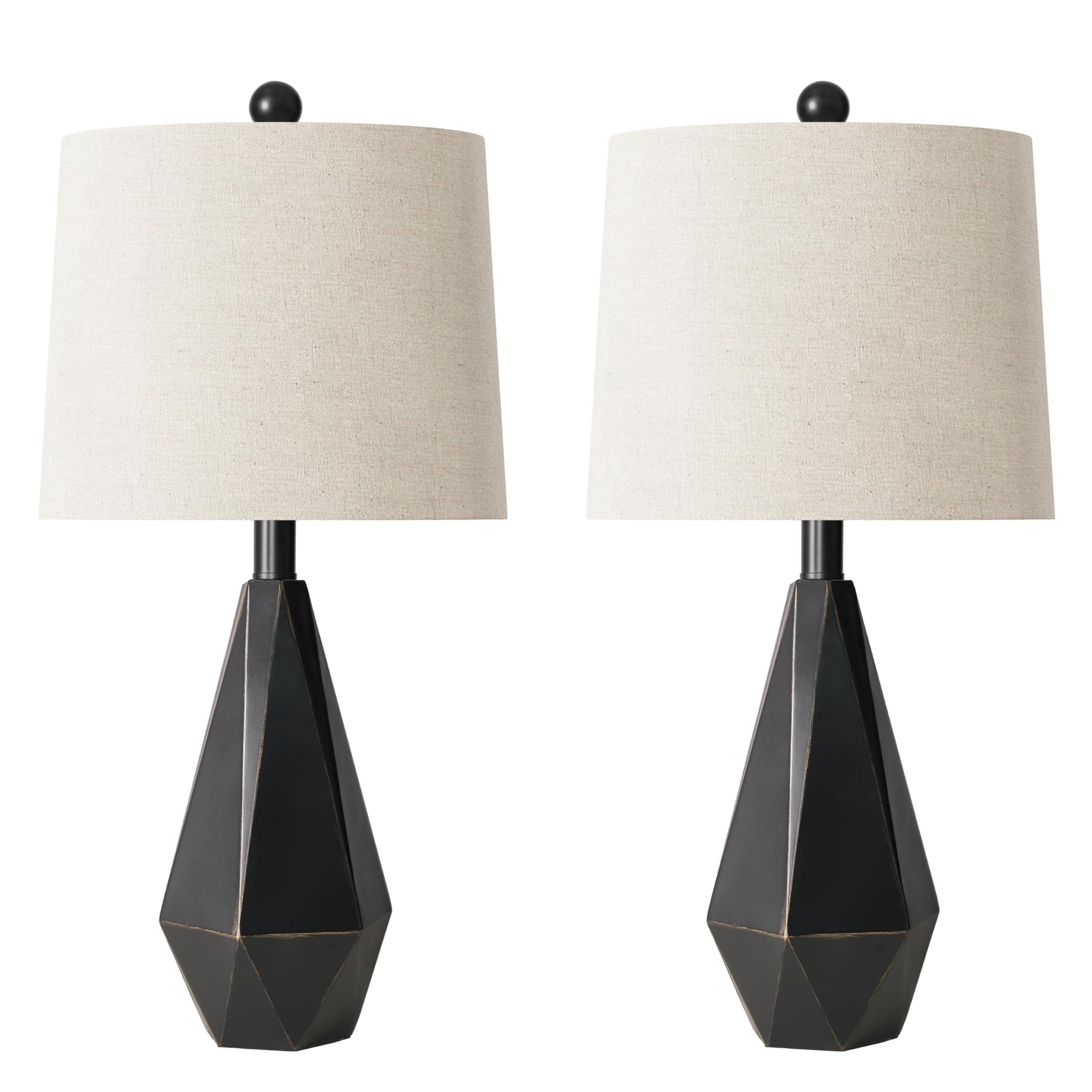 Pokat 23'' Farmhouse Table Lamps Set Of 2, Black Bedside Lamps For Bedroom Night Stands, Modern Nightstand Lamps For Living Room