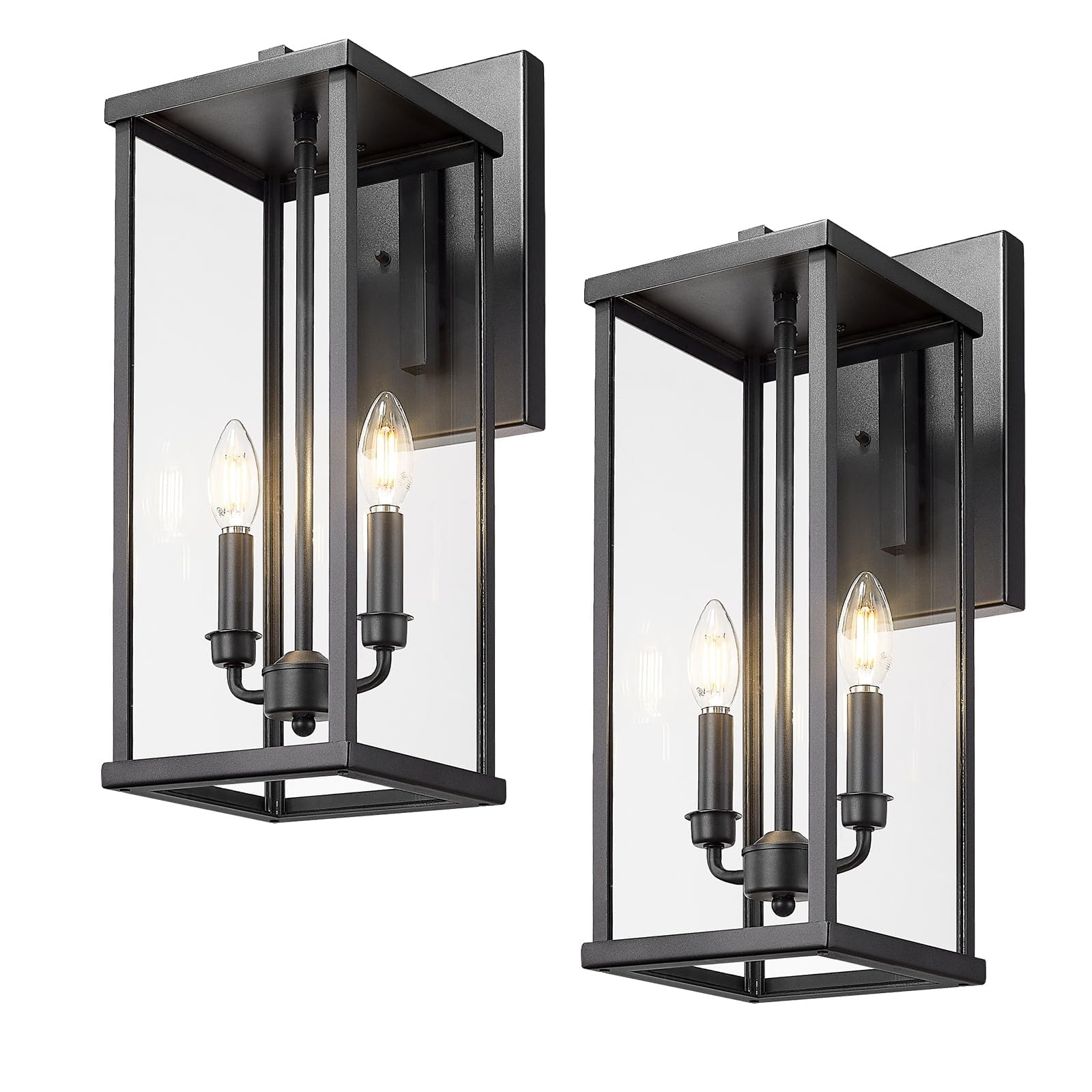 Bestshared Outdoor Wall Light, 20 Inch Modern Exterior Wall Sconce with Clear Glass, Weather Resistant Outside Lights for House,