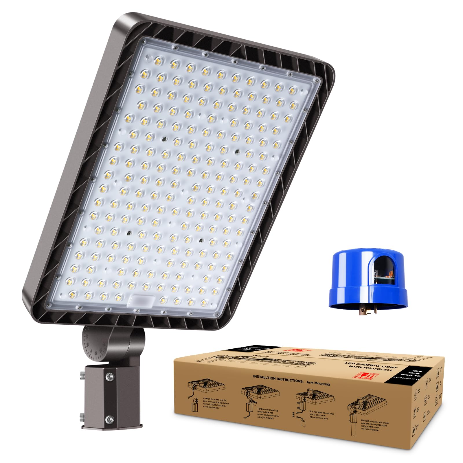 Dream Eeve 480W LED Parking Lot Light Slip Fitter Mount 72000LM Dusk to Dawn 5000K Led Flood Light Outdoor Commercial Security A