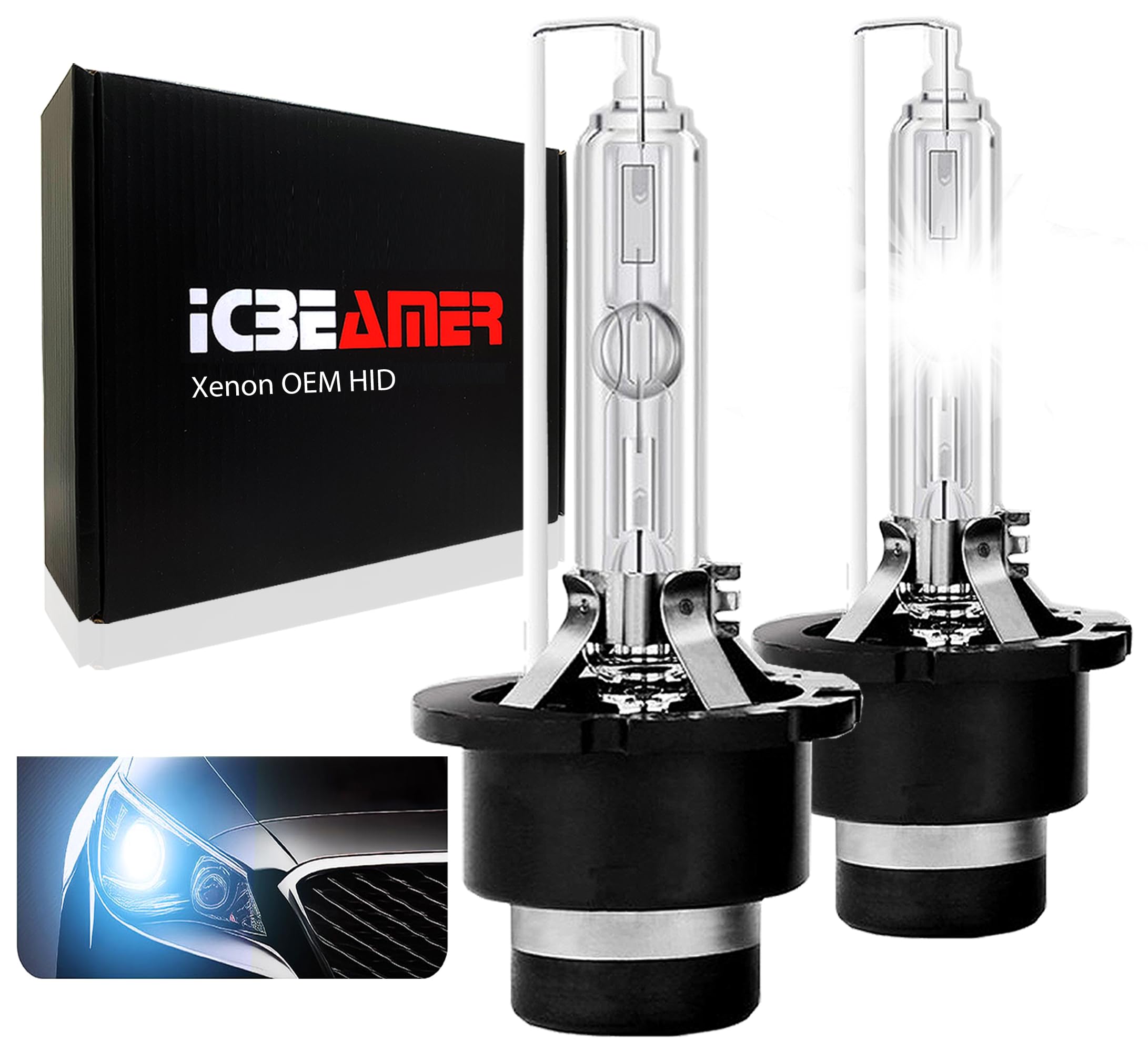 Icbeamer 2 Pcs D4R D4C D4S 10000K Xenon Oem Hid Headlight Replacement Fit Low Beam Light Bulbs [Blue]