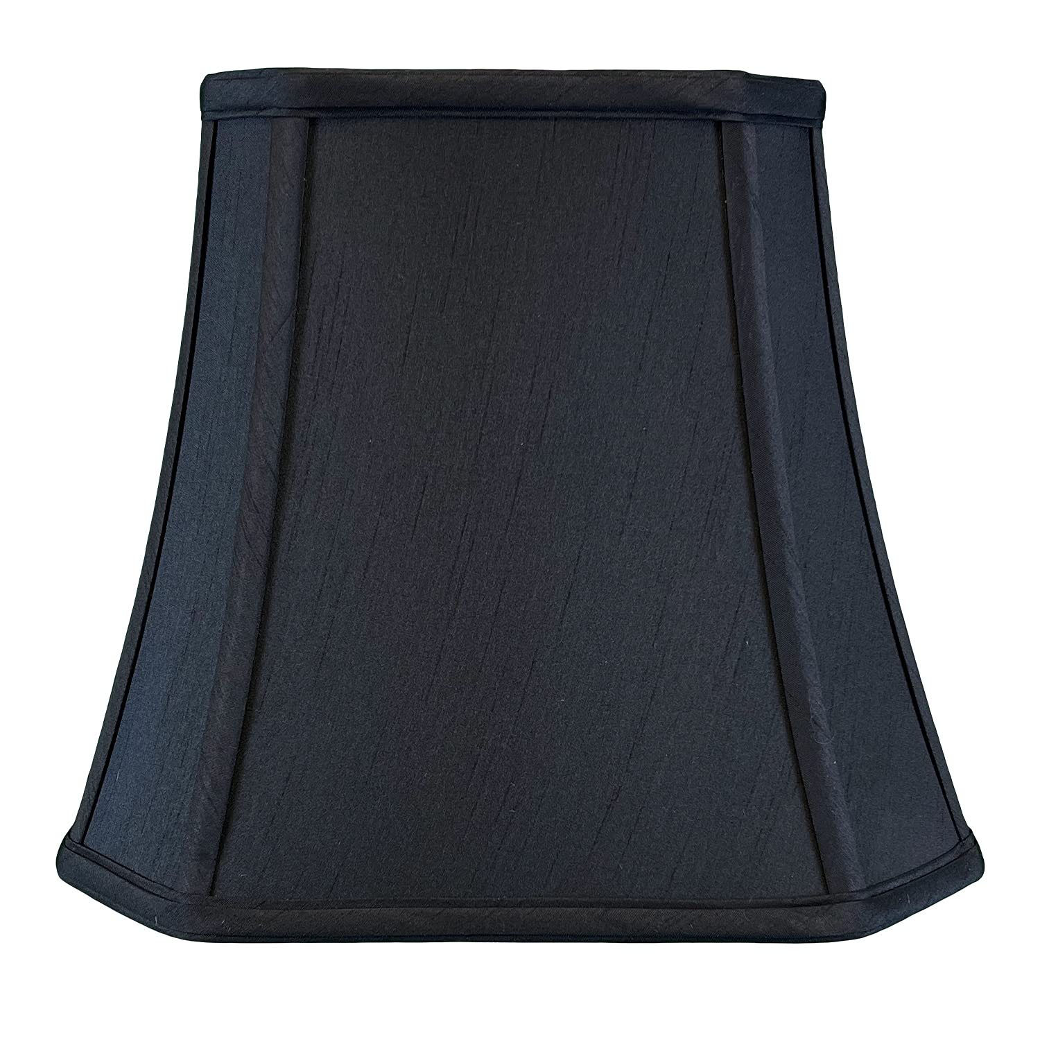 Royal Designs Square Cut Corner Bell Lamp Shade, Black, 7.5in x 12in x 10.25in, Silk-type Shantung Fabric, Model BSO-705-12BLK