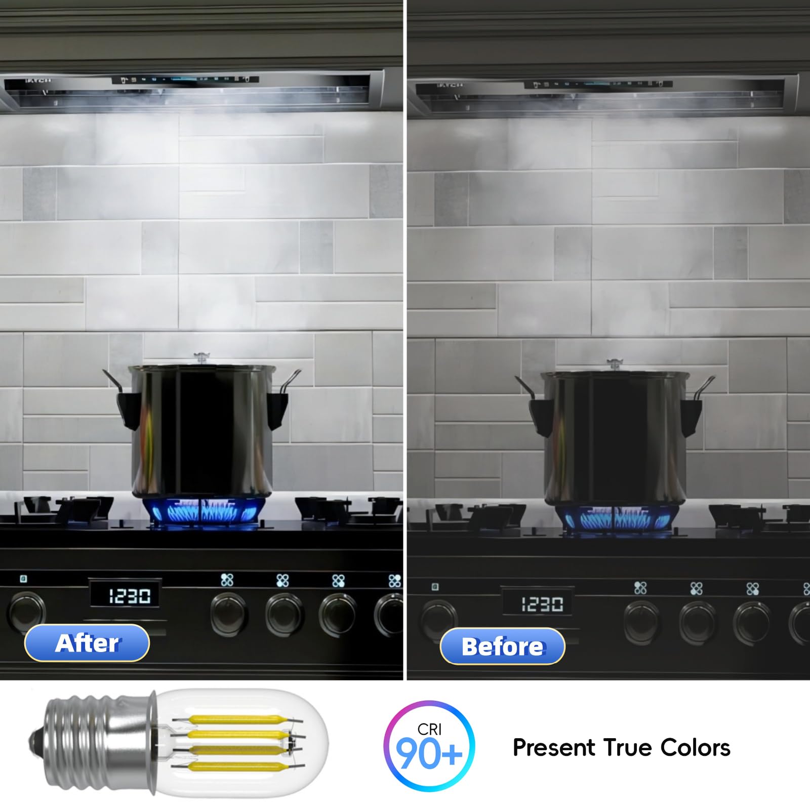 Jensense Microwave Light Bulbs Under Hood 125V 40W Equivalent Whirlpool Microwave Light Bulb 8206232A 4W Led Appliance Bulb E17 Base 5000K Daylight White Non-Dimmable, 2 Pack