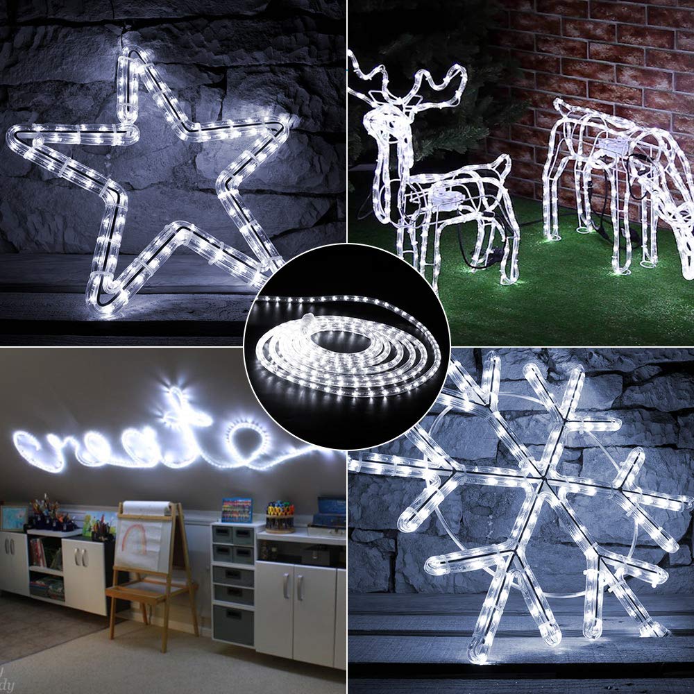 Brizled 18Ft Led Rope Lights, Cool White, Flexible Indoor Outdoor Decor, Etl Listed, Connectable For Holiday, Garden, Yard, And Patio