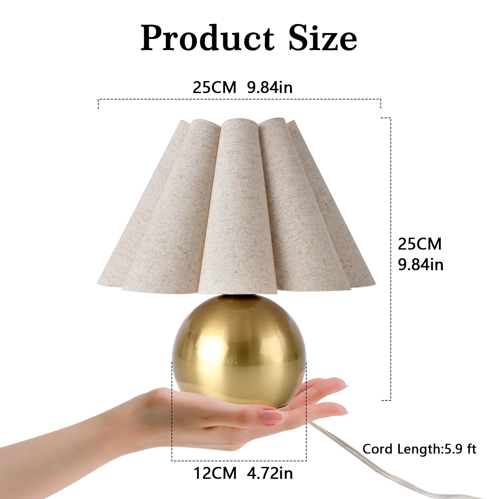 Ziqqeelam Gold Small Bedside Table Lamp For Bedroom, Brass Gold Bedroom Lamps For Nightstand, Cute Mini Table Lamps For Small Sp