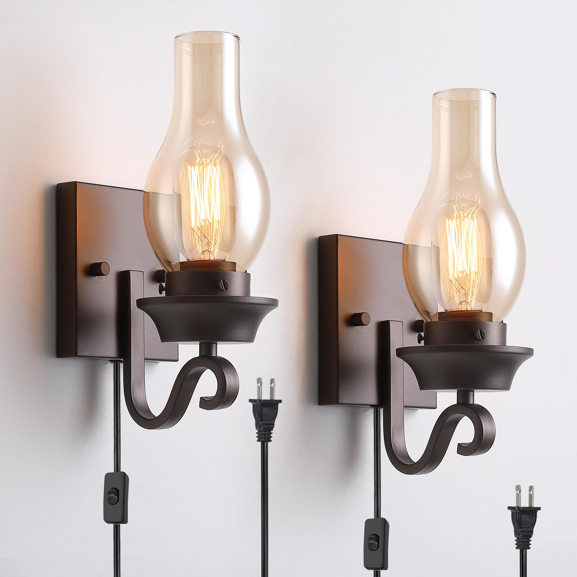 Woodafu Oil Rubbed Bronze Plug in Wall Sconces Set of Two