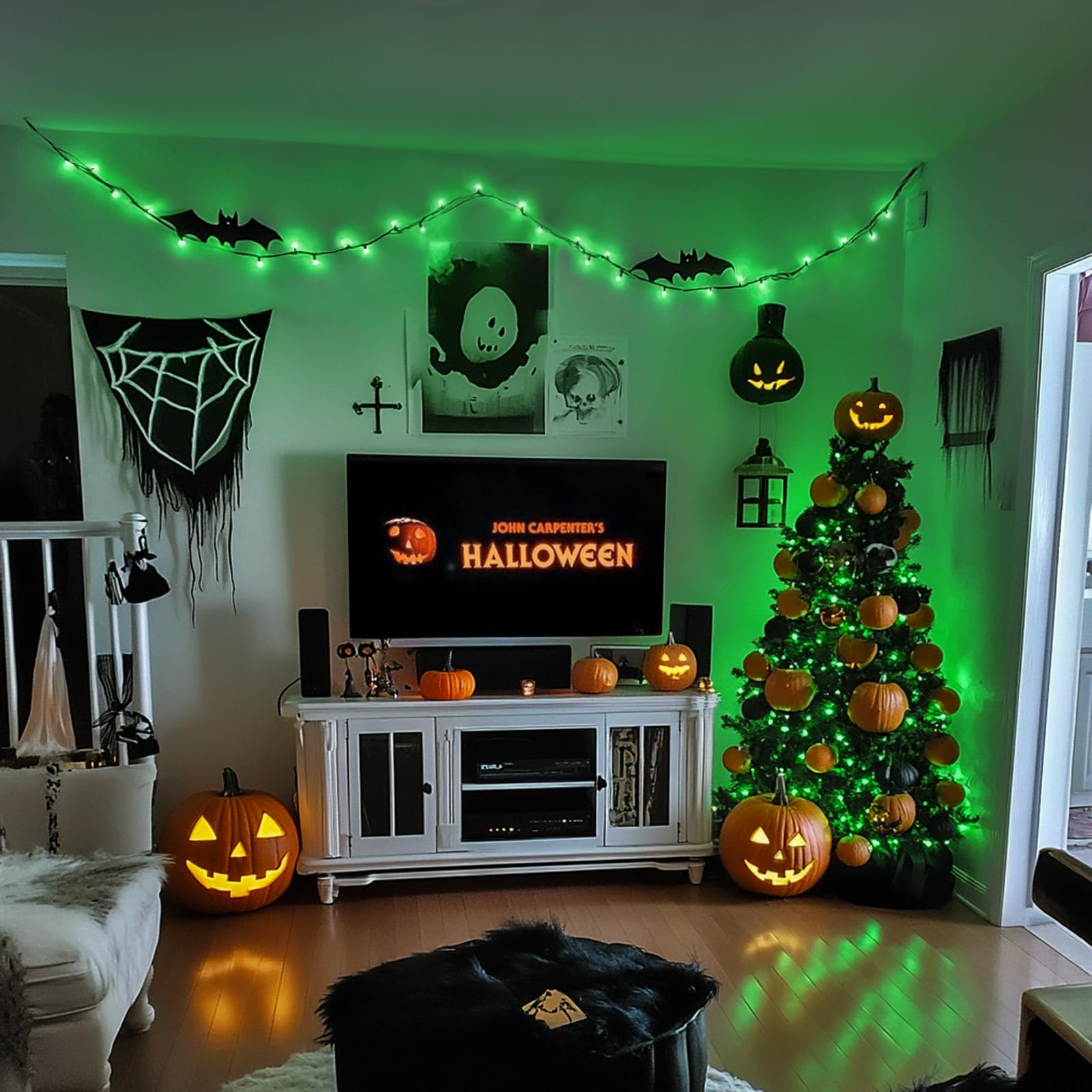 JMEXSUSS 200 LED String Lights, 66ft Waterproof Green Christmas Lights, Expandable, 8 Modes, Model EXS-S-0200