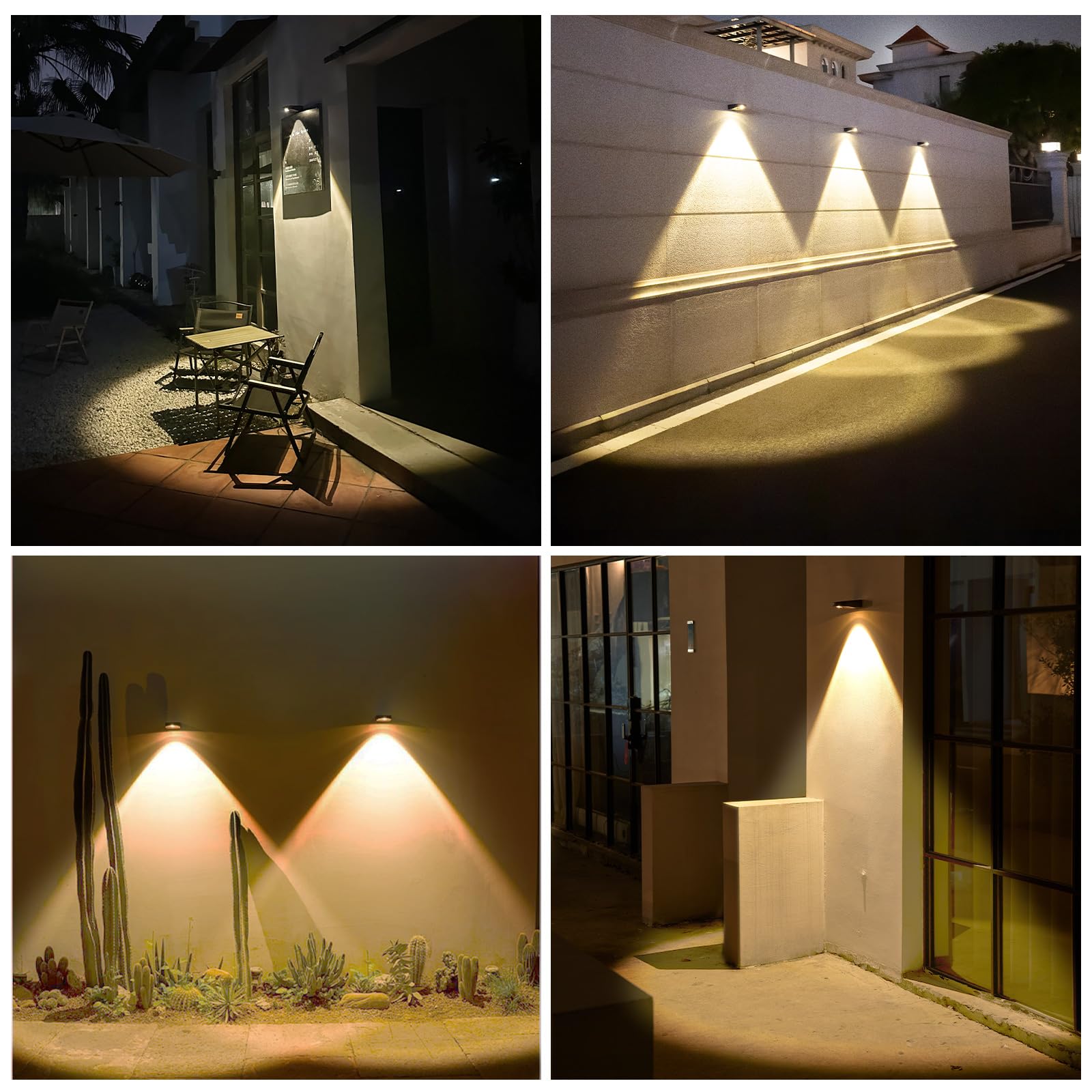 Mrzxy Solar Wall Lights - Waterproof LED Down Light, Warm White, 4 Pack, Model BY04 for Outdoor, Garage, Fence, Landscape Lighting